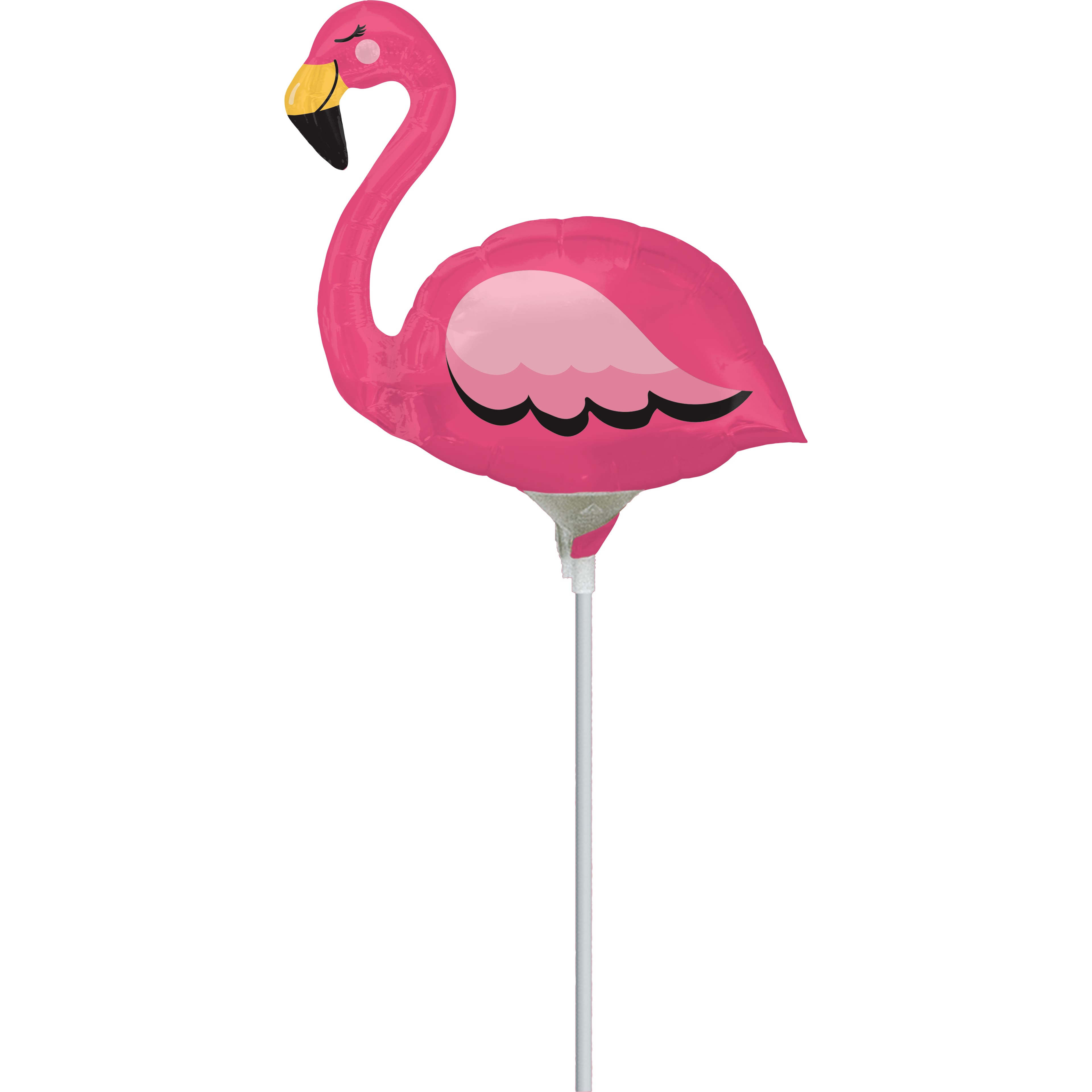 Ballon métallisé sur tige en forme de flamant de 35,5 cm