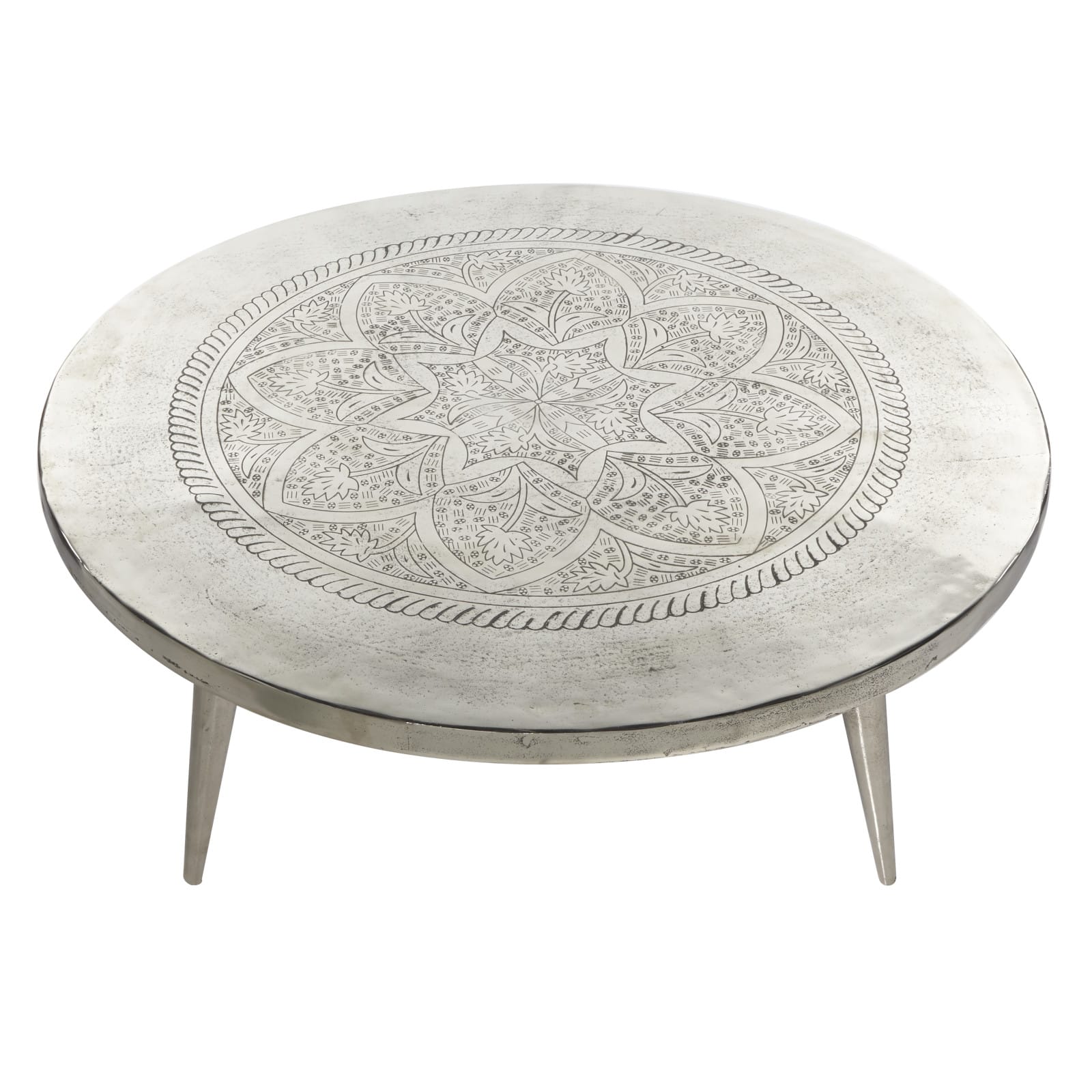 Silver Aluminum Traditional Coffee Table