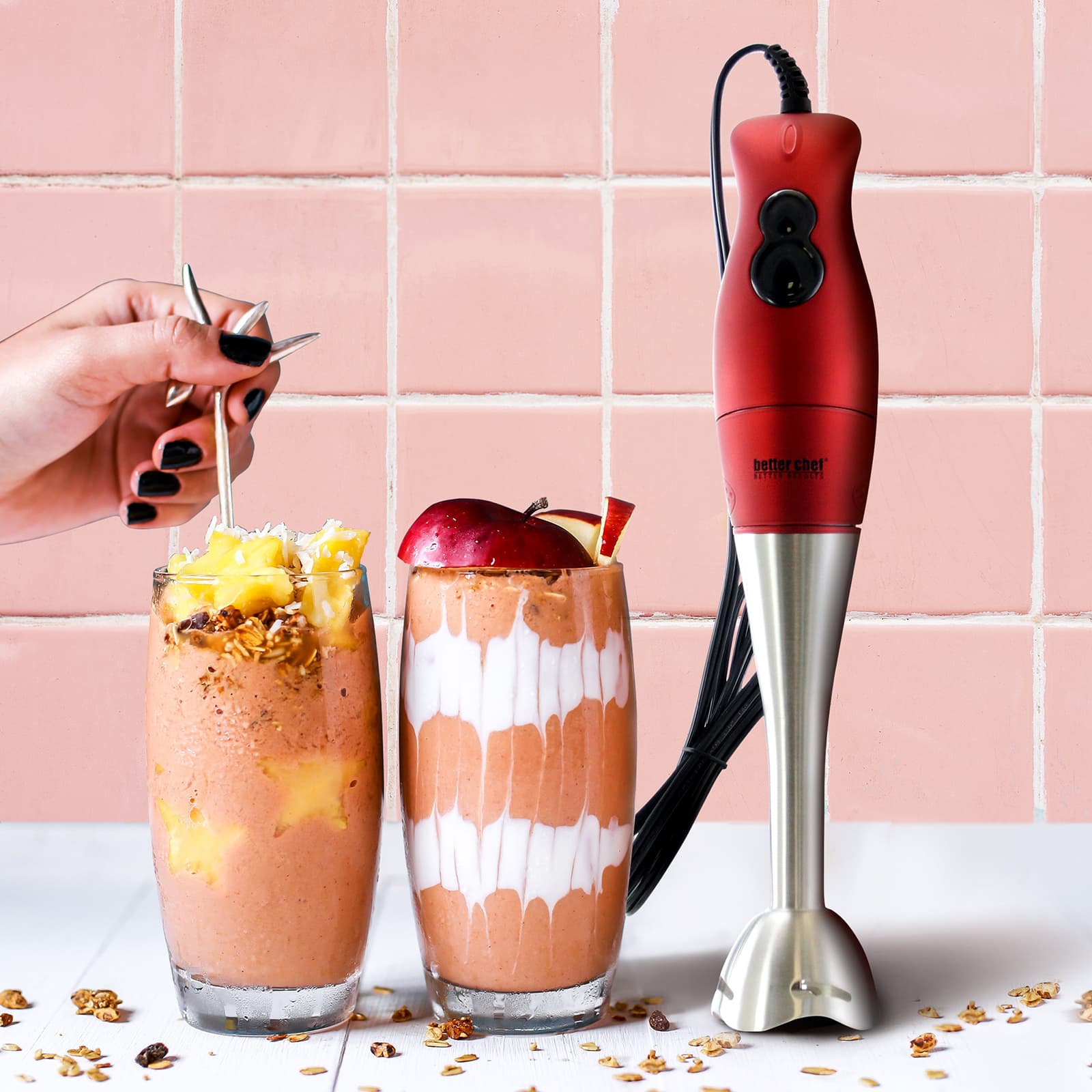Better Chef DualPro Red Handheld Immersion Blender Hand Mixer