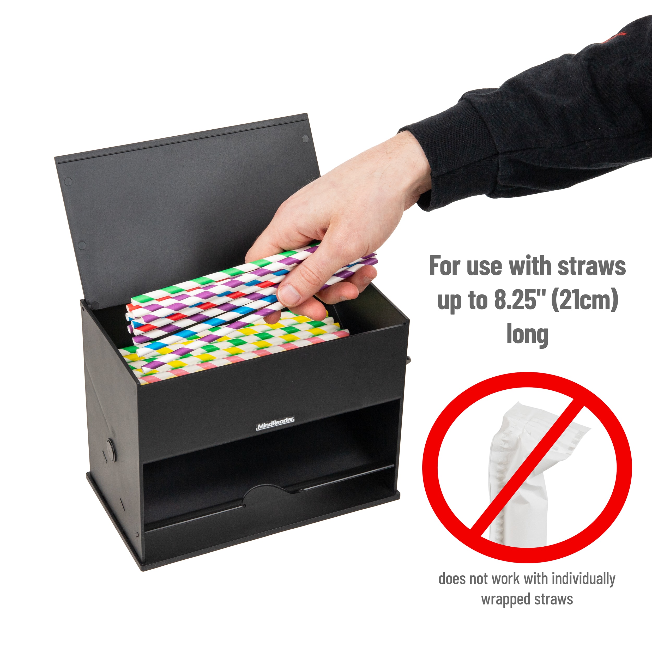 Mind Reader Black Plastic Straw & Pencil Dispenser