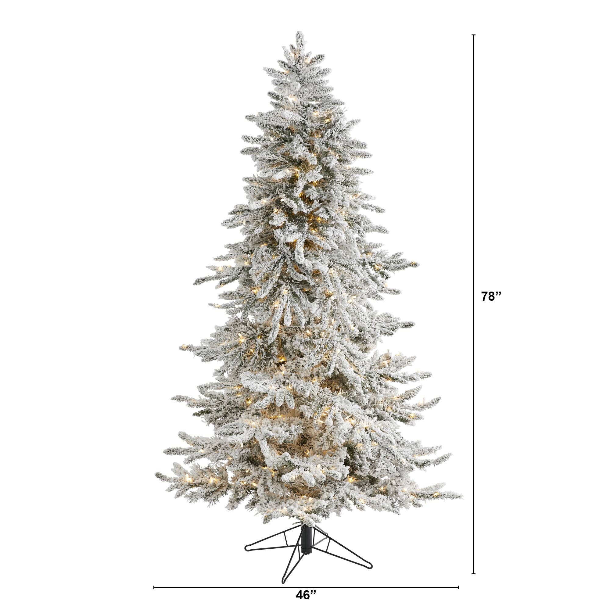 6.5ft. Pre-Lit Flocked Grand Northern Rocky Fir Artificial Christmas Tree, Warm Micro LED Lights