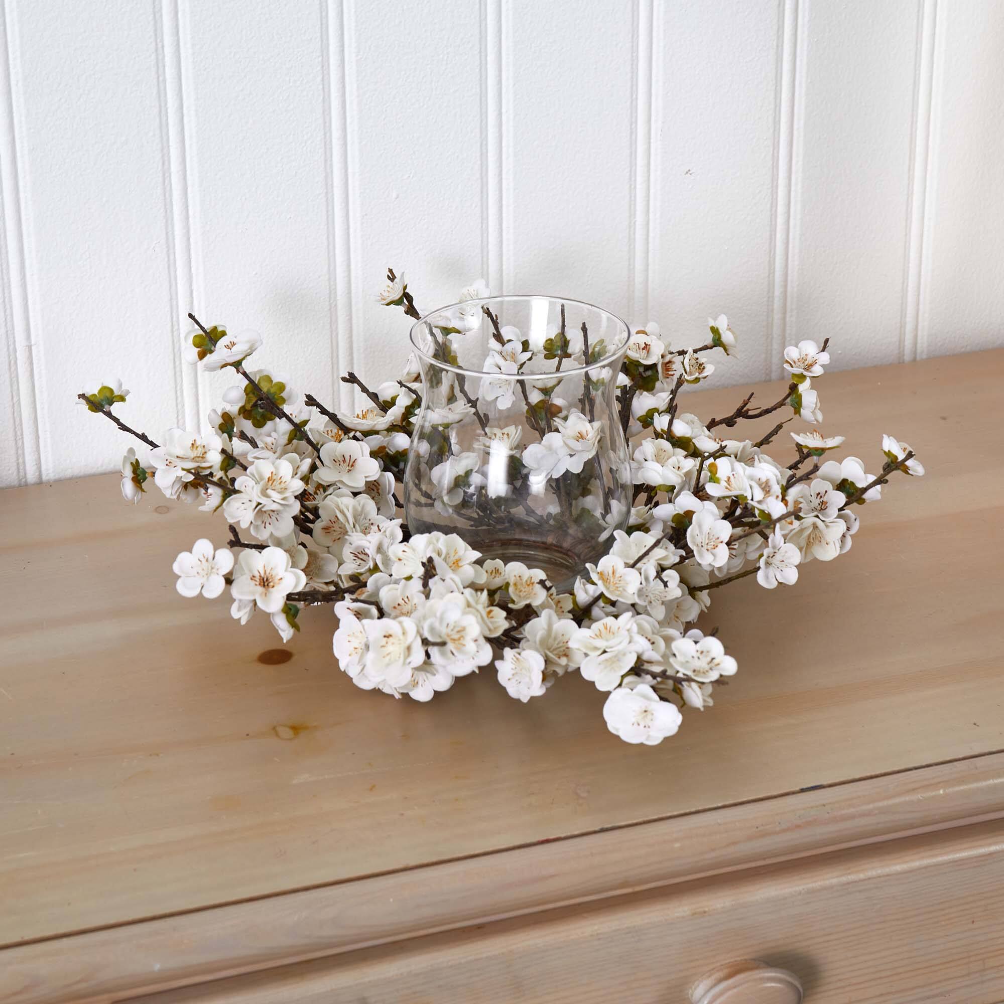 6.5" White Plum Blossom Candelabrum