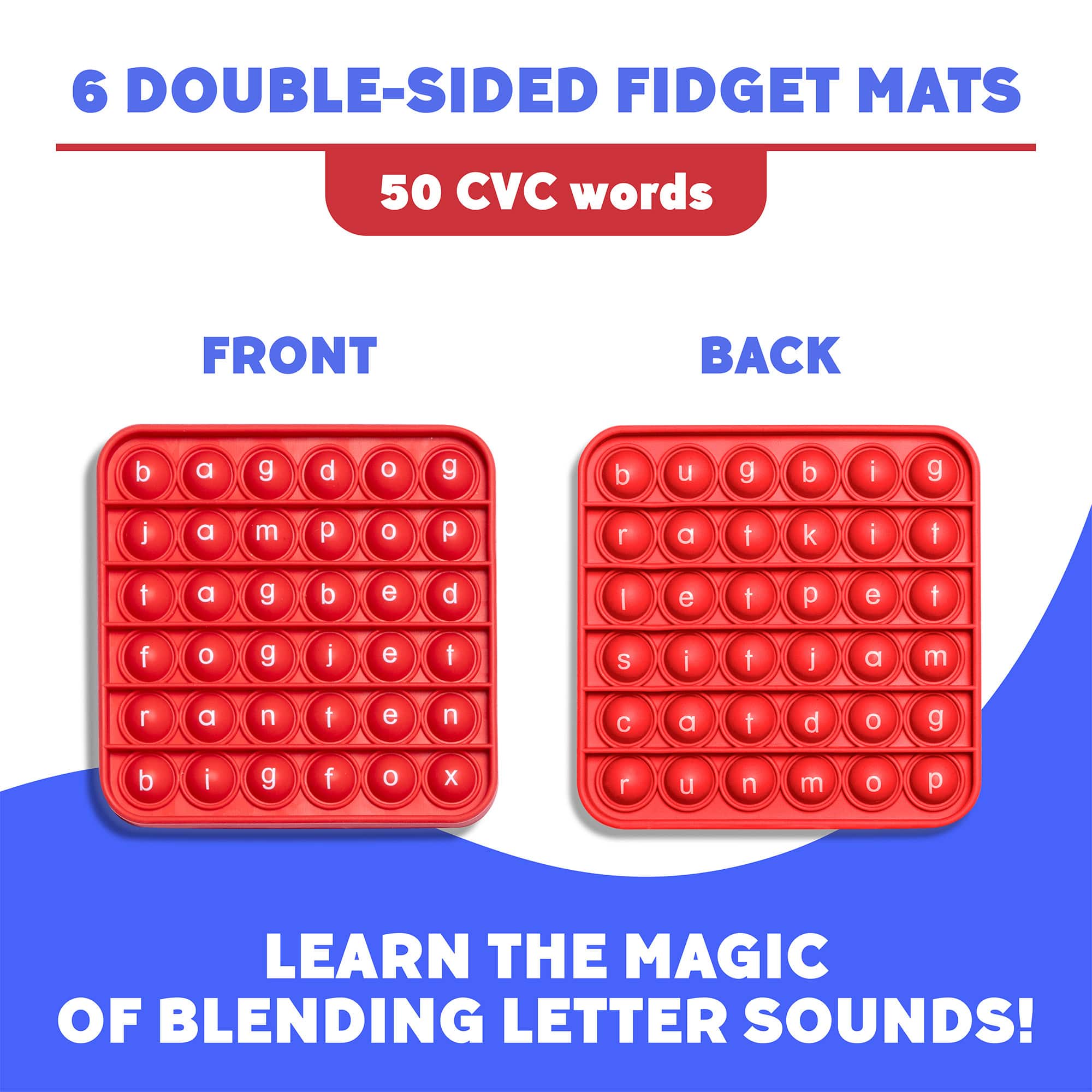 The Fidget Game 5" CVC Word Pop It Mats Set