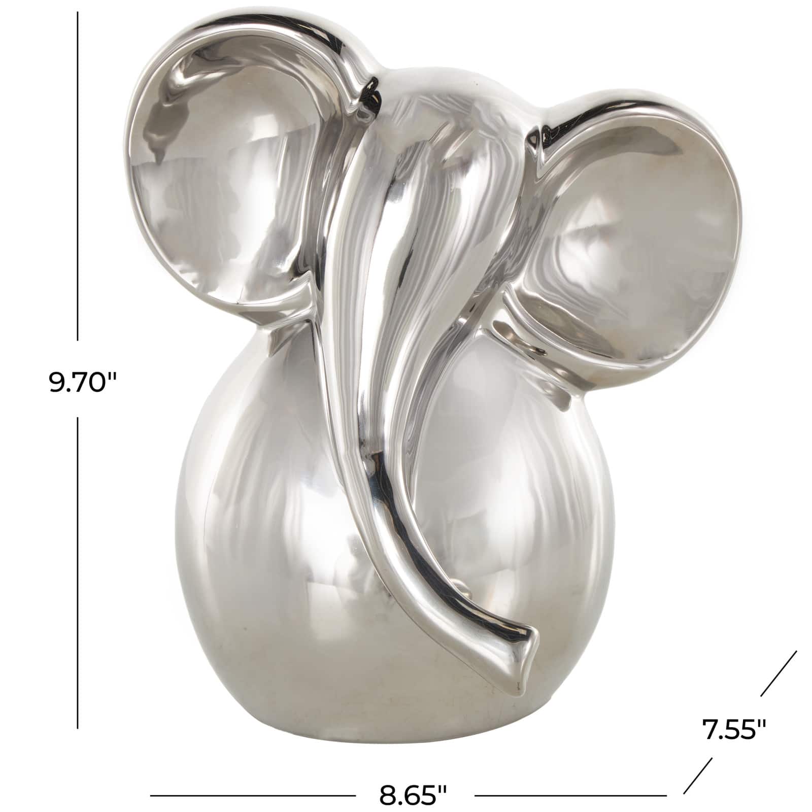 10" Ceramic Glossy Elephant Decorative Sculpture