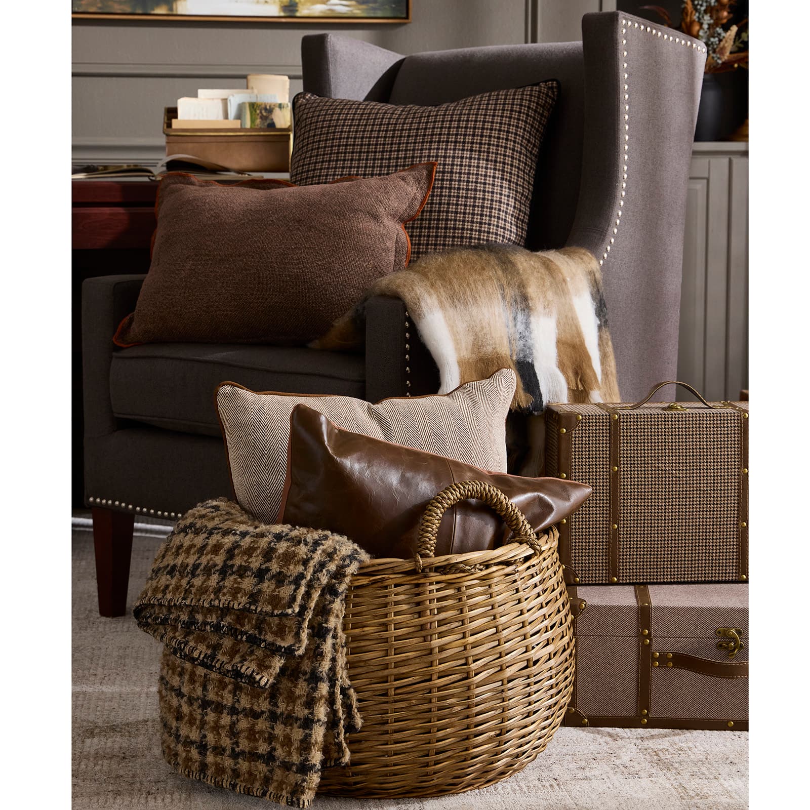 Large Herringbone Suitcase Decorative Box by Ashland®