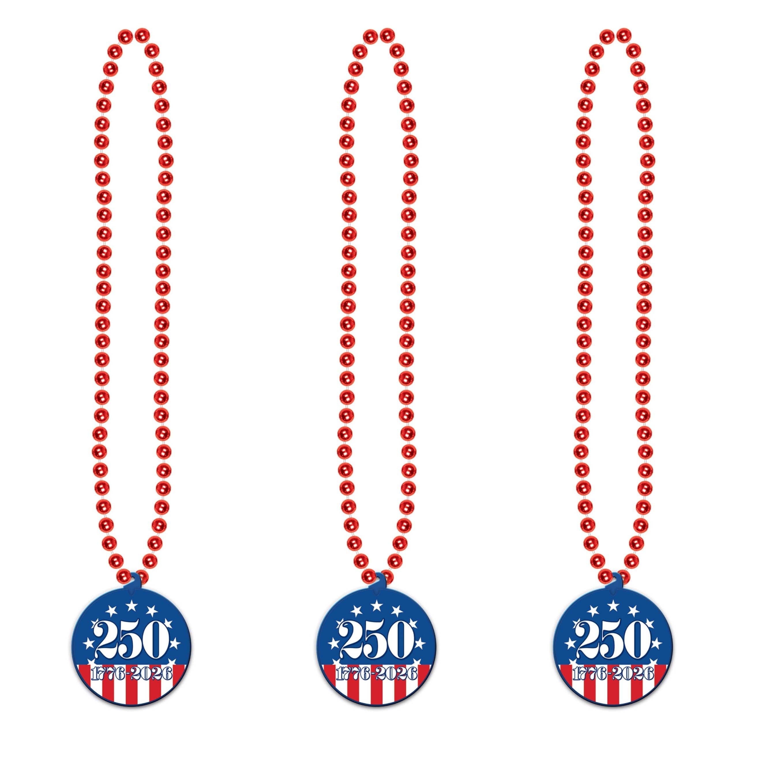 Beistle 33" Beads with Semiquincentennial Medallions, 3ct.