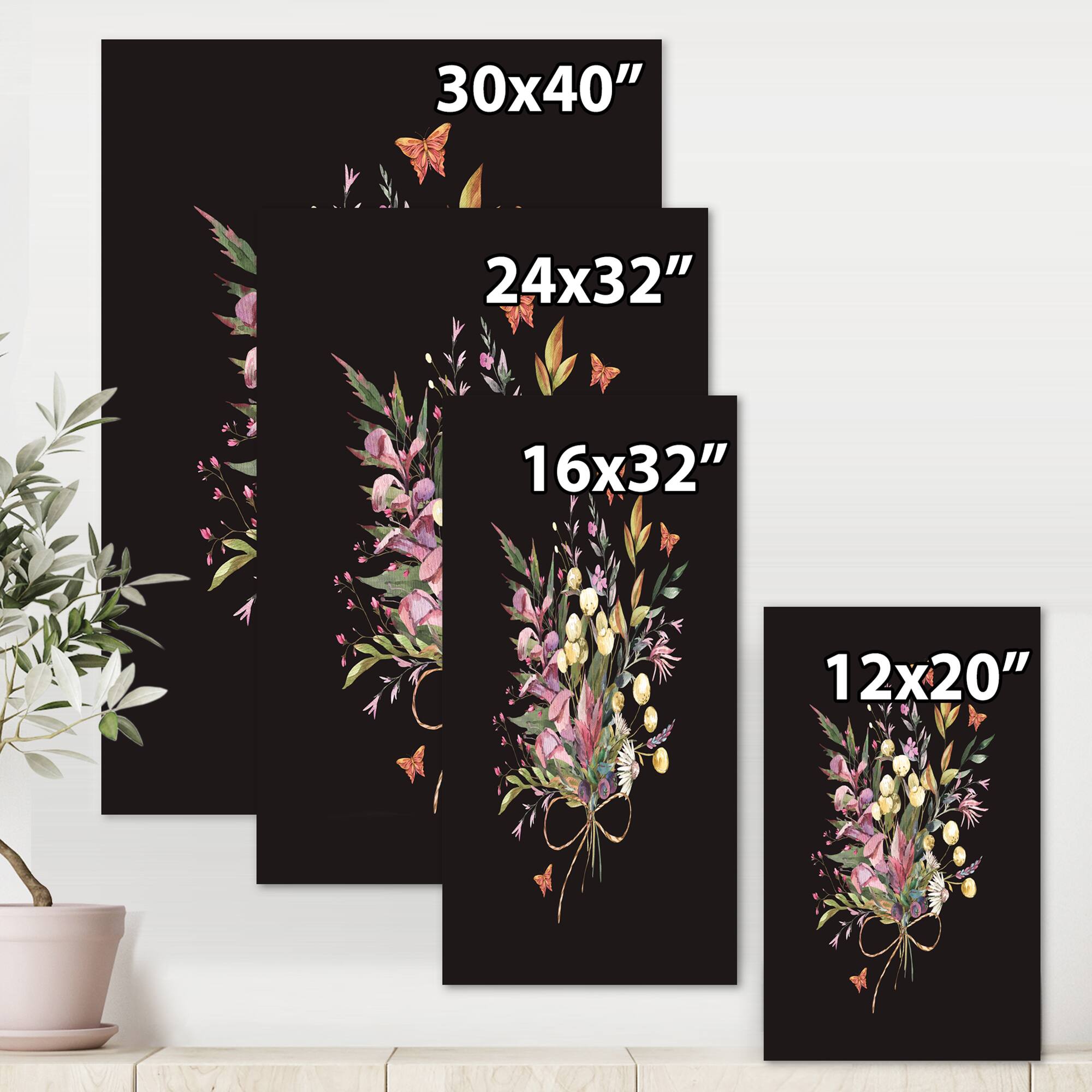 Designart - Vintage Floral Summer Wildflowers Arrangement - Traditional Canvas Wall Art Print