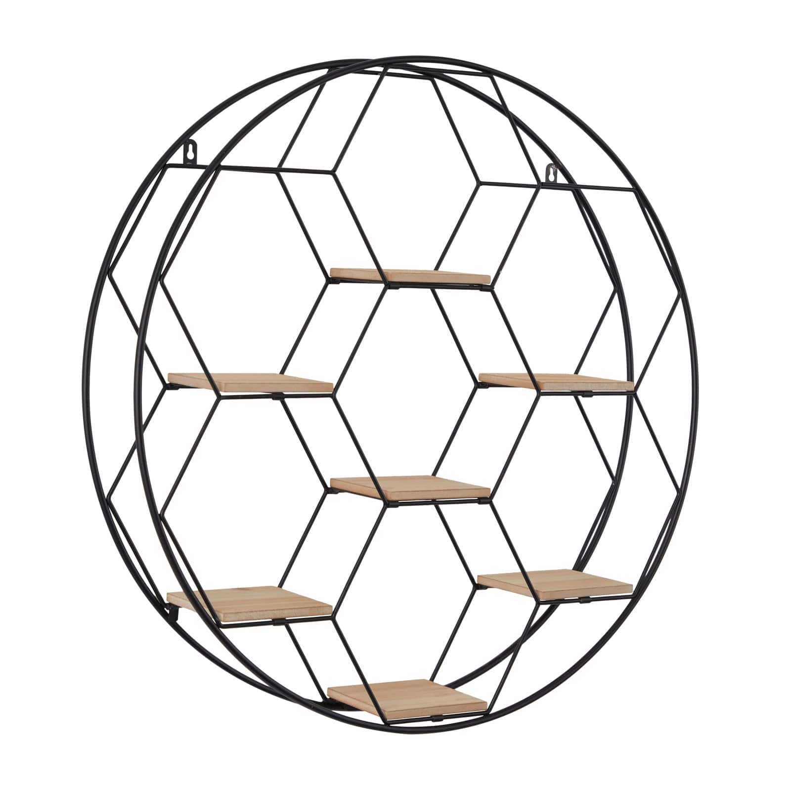Black Metal Round 7 Shelves Wall Shelf 28" x 5" x 28"