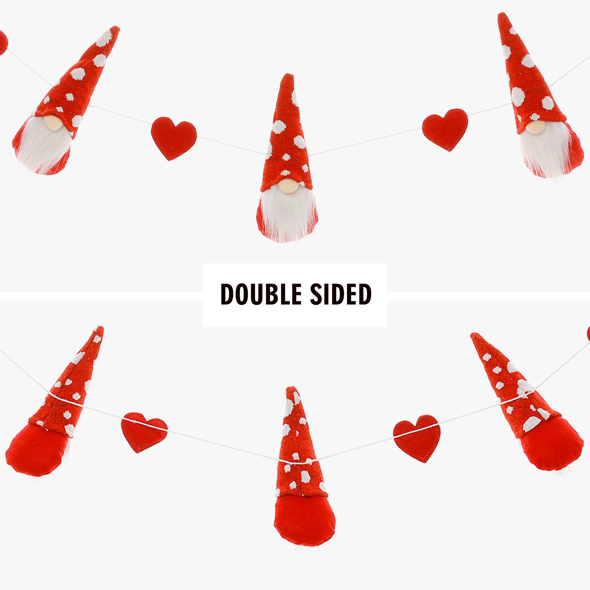 Glitzhome® 6ft. Fabric Valentine's Gnome & Heart Garland