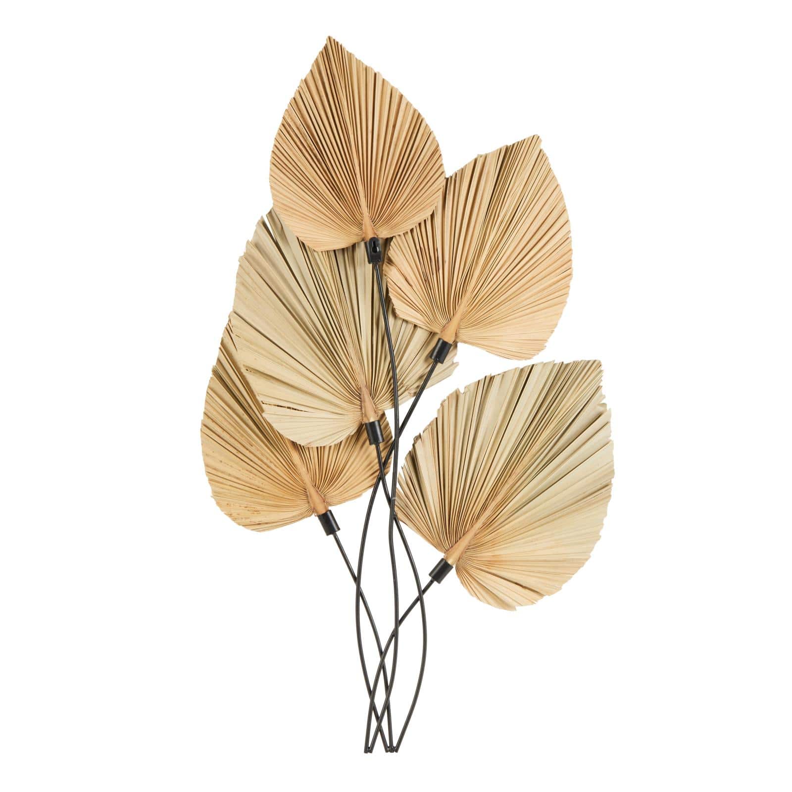 23" x 40" Brown Metal Leaf Layered with Palm Leaf Accents Wall Décor