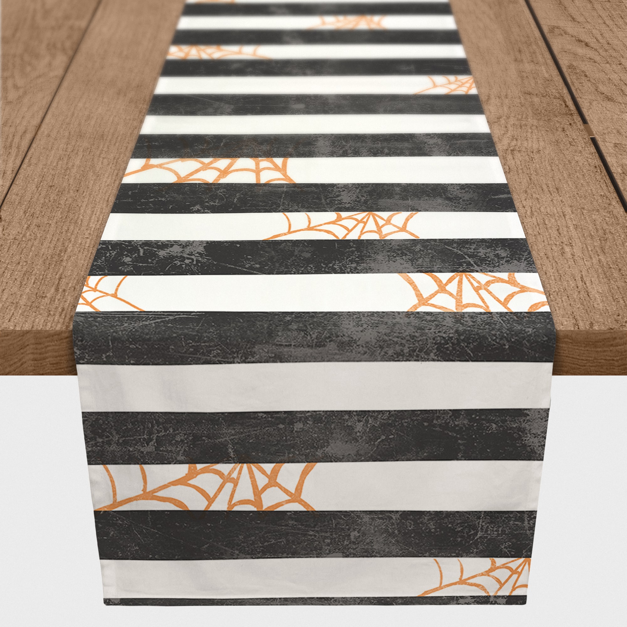 90" Spiderwebs and Stripes Poly Twill Table Runner