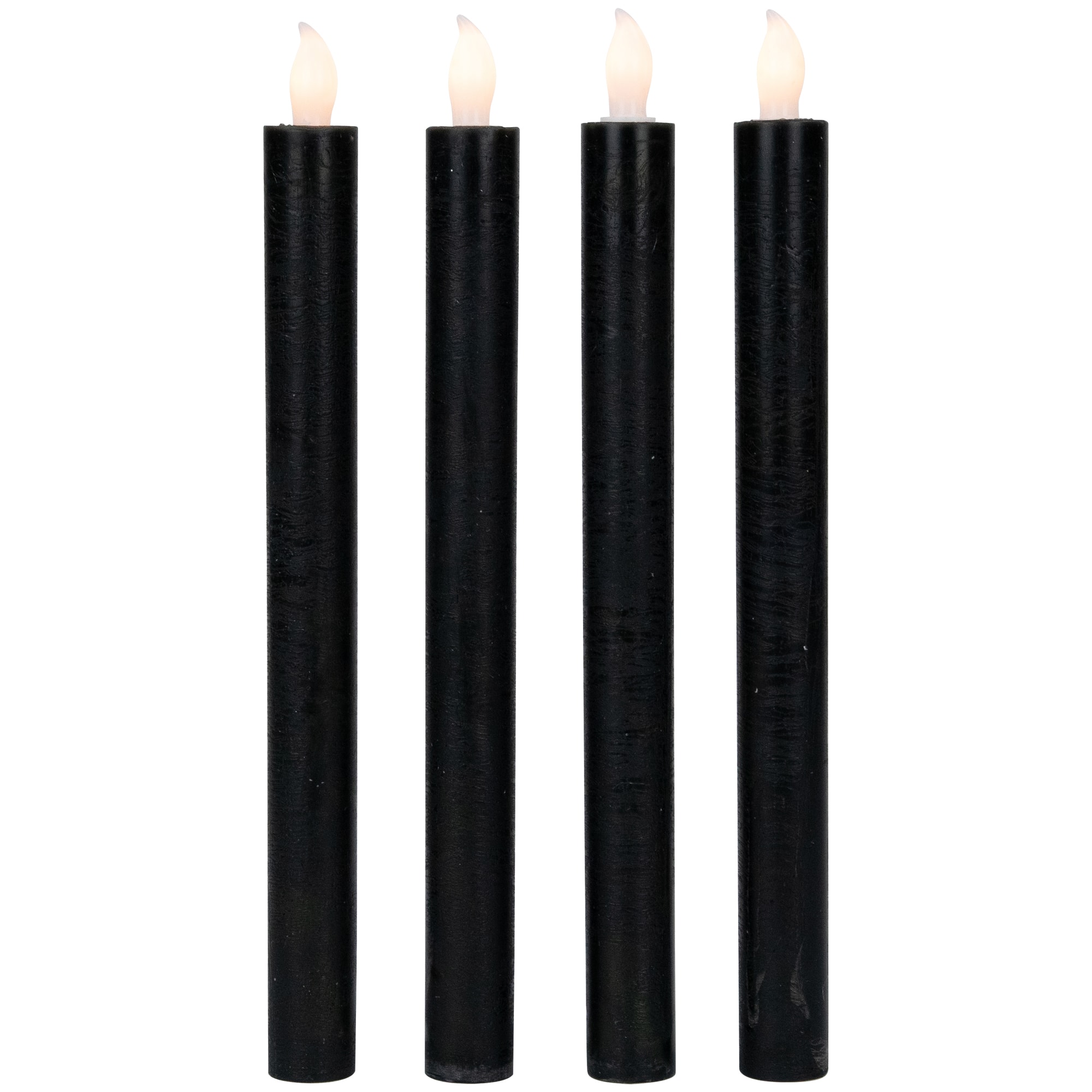 9.5" Solid Black LED Flickering Flameless Halloween Taper Candles, 4ct.