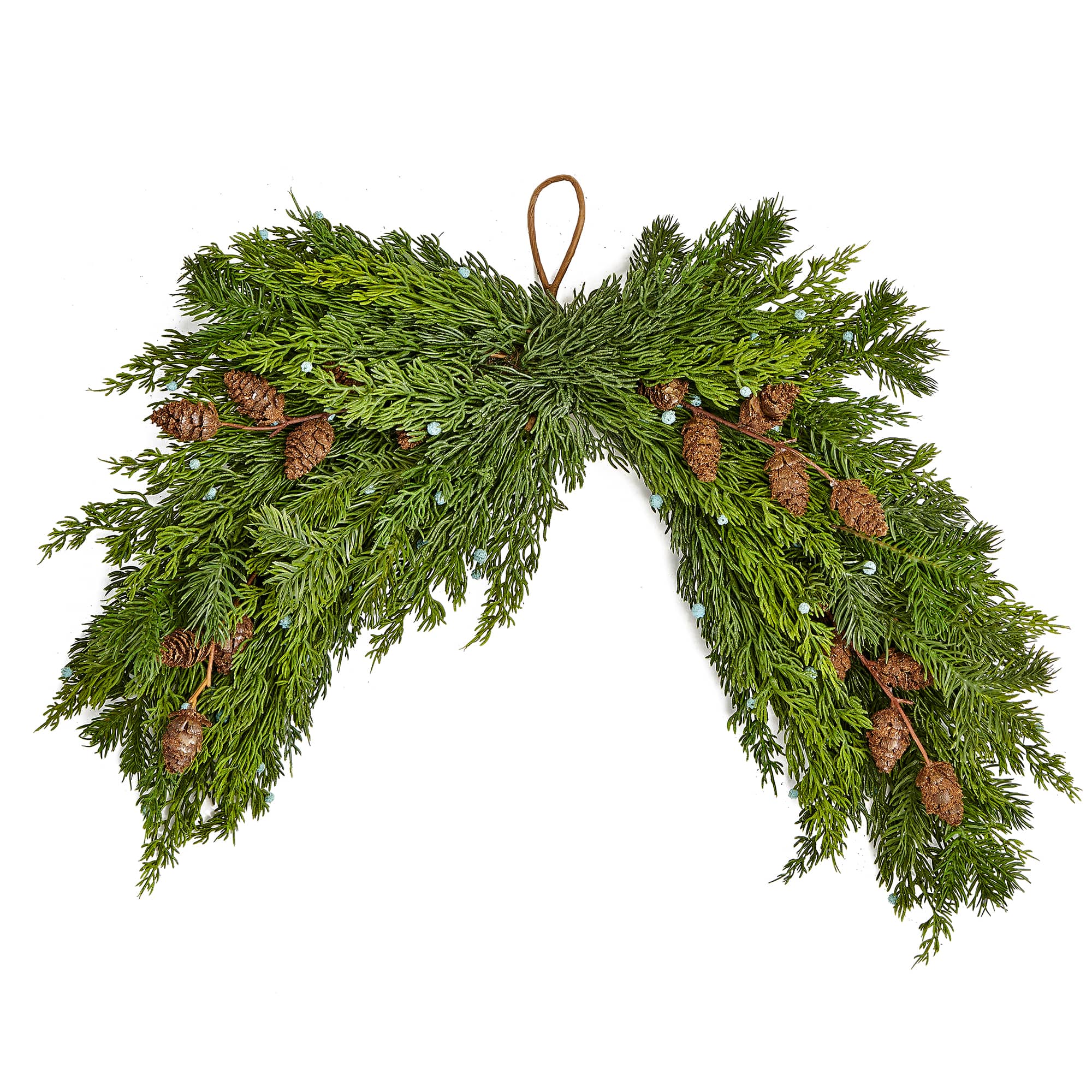 21" Christmas Artificial Evergreen Pine Juniper with Seed Cone Swag