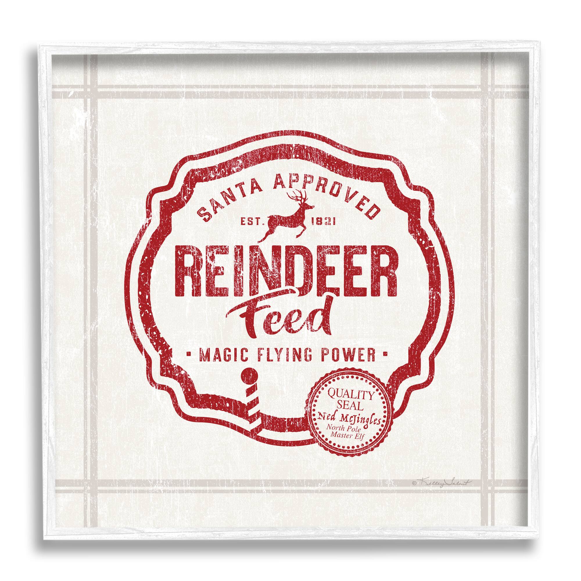 Stupell Industries Vintage Christmas Reindeer Feed Framed Giclee Art