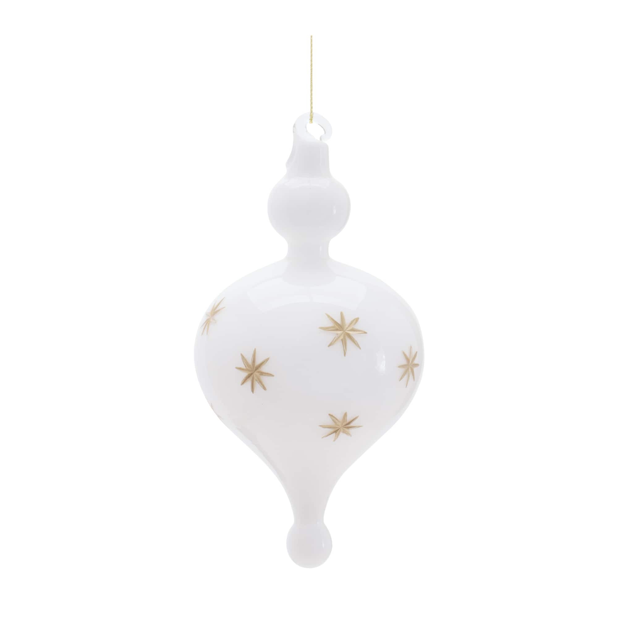 Melrose White Glass Ornament Set