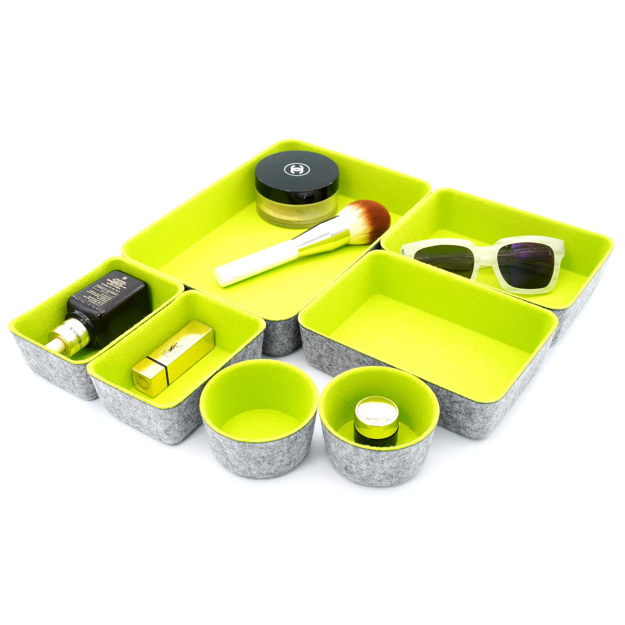 Welaxy 7 Piece Felt Round Cups & Trays Drawer Organizer Set