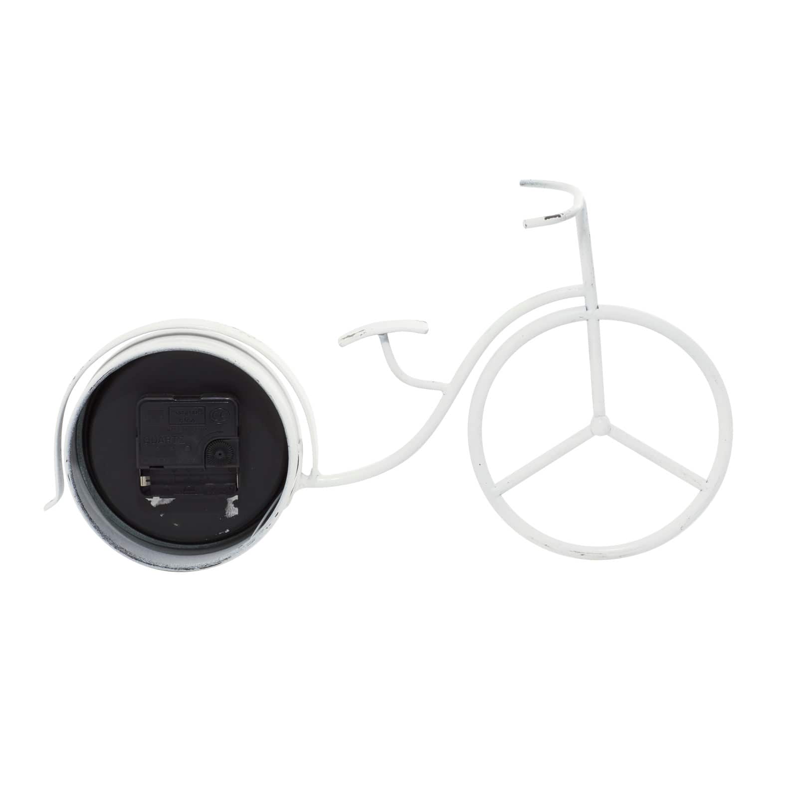 15" White Metal Farmhouse Bicycle Clock