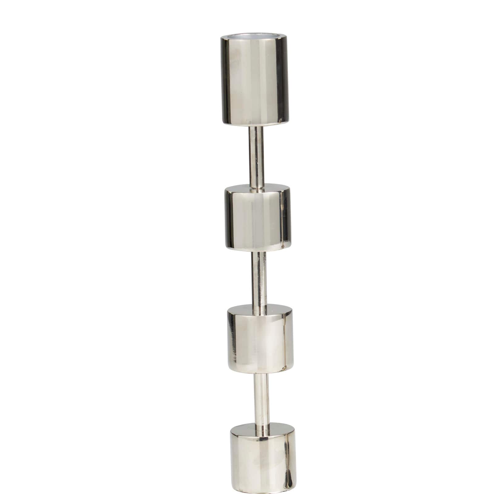Silver Aluminum Floating Block Abstract Candle Holder with Rounded Base Set