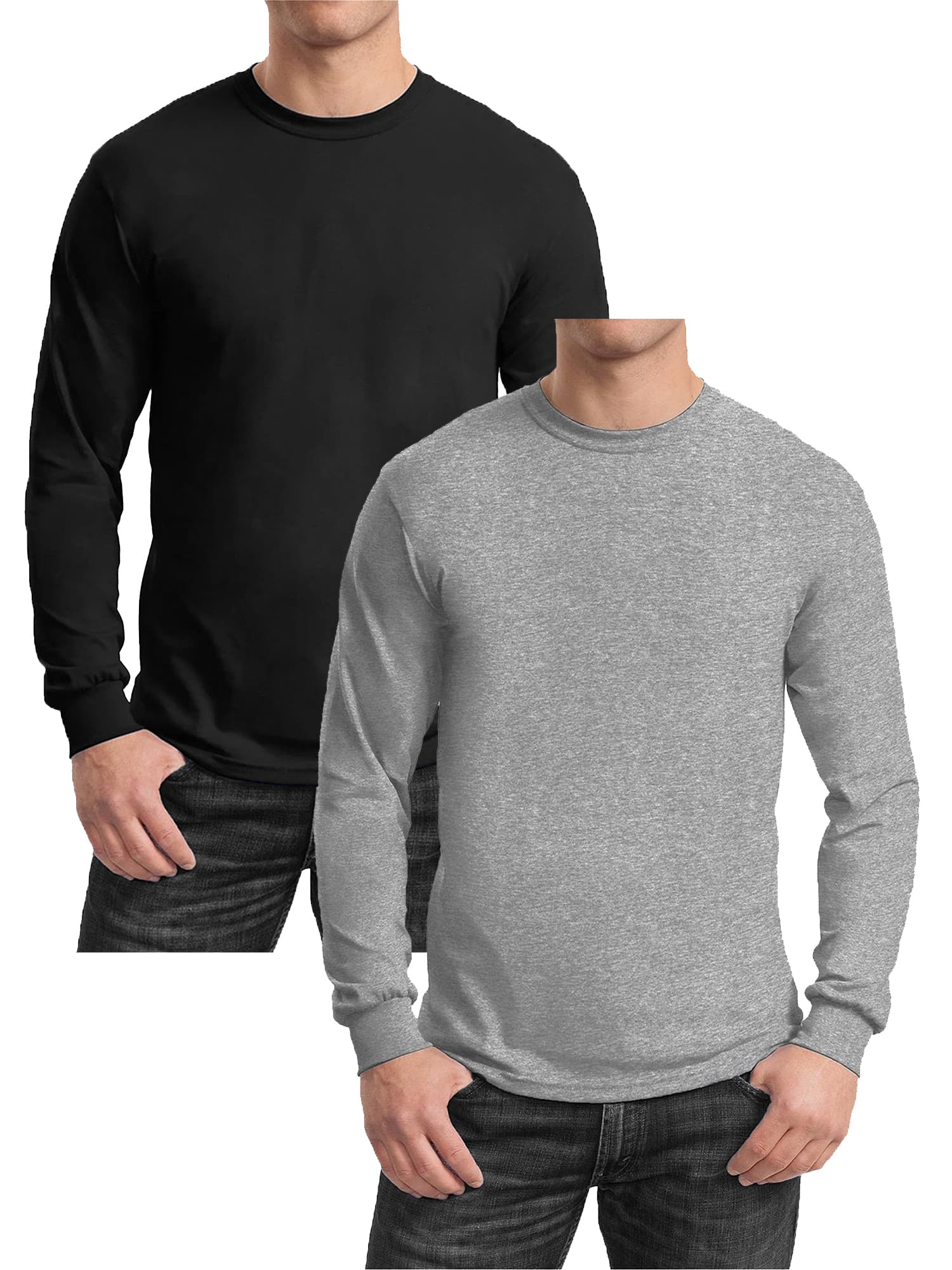Galaxy by Harvic Long Sleeve Crew Neck Men's T-Shirt 2 Pack