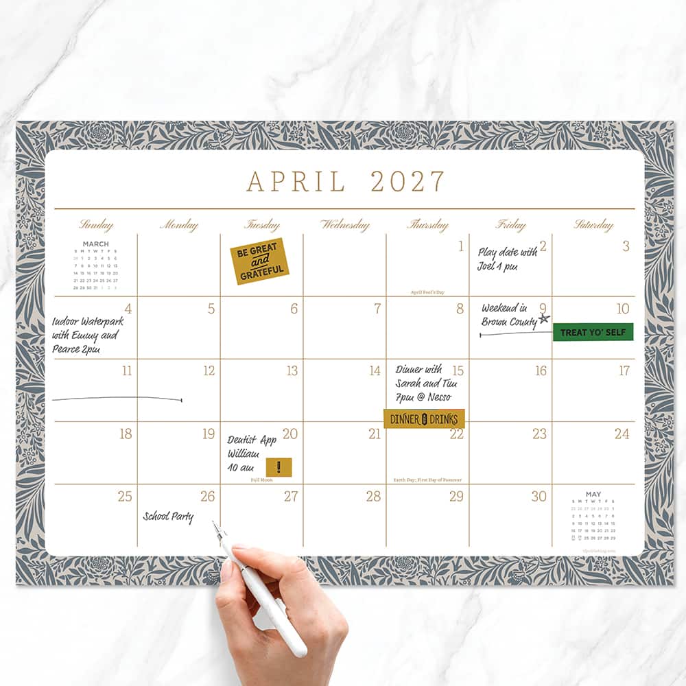 2027 Artisan Legacy Medium Desk Pad Monthly Blotter Calendar