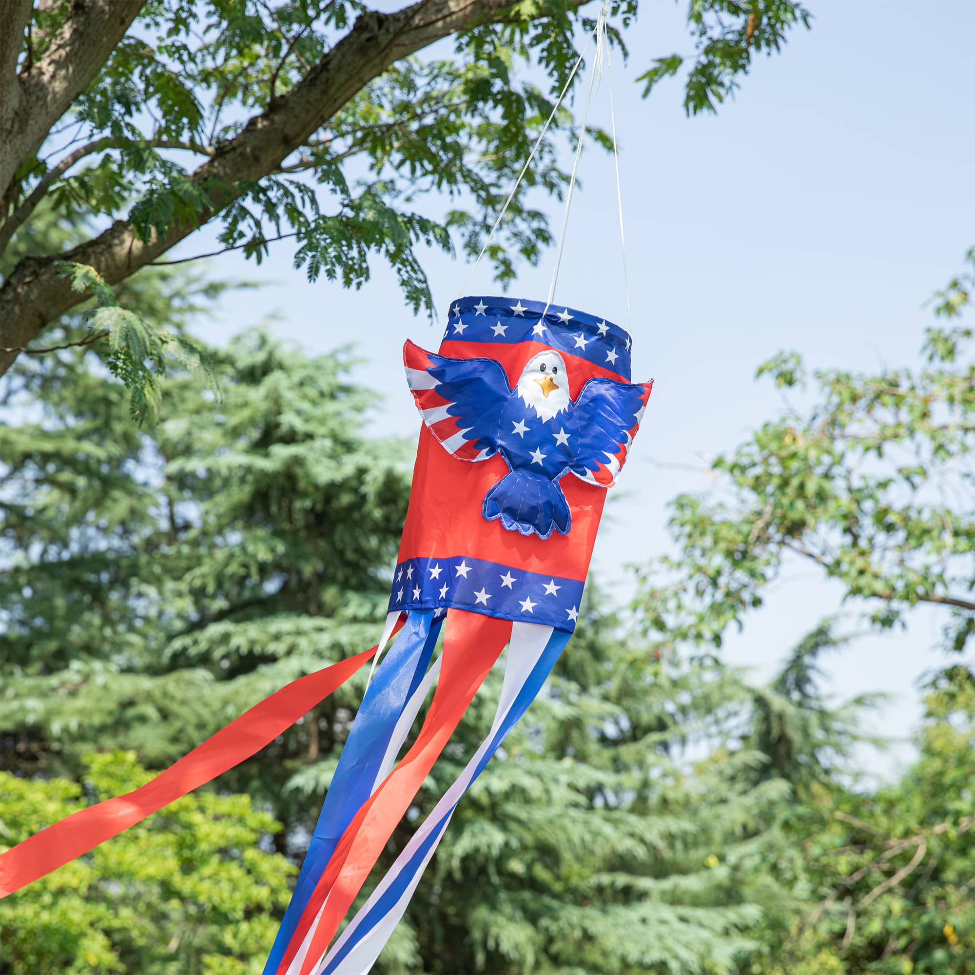 Glitzhome® 60" Patriotic Eagle Windsock