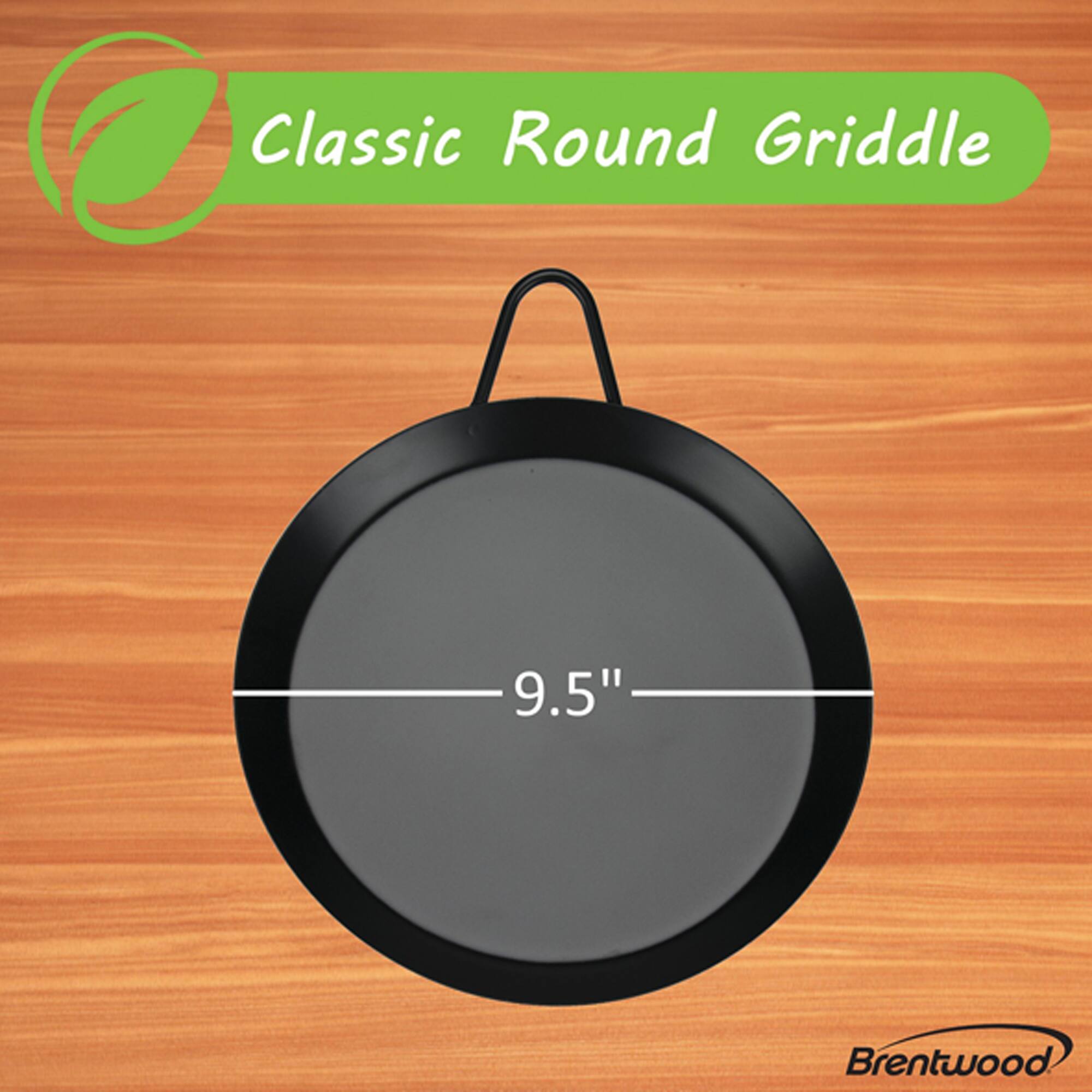 Brentwood 9.5" Single Burner Carbon Steel Nonstick Comal Griddle