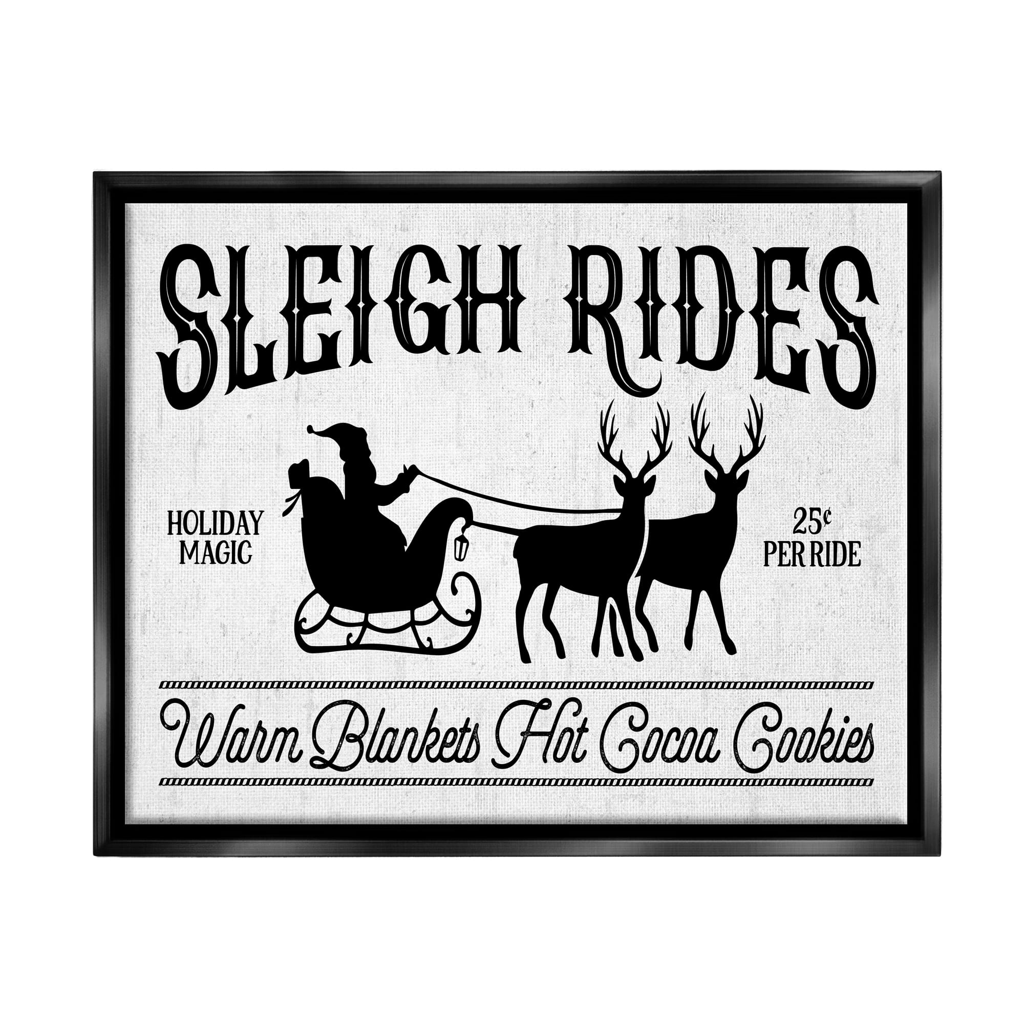 Stupell Industries Sleigh Rides Vintage Santa Claus Framed Floater Canvas Wall Art