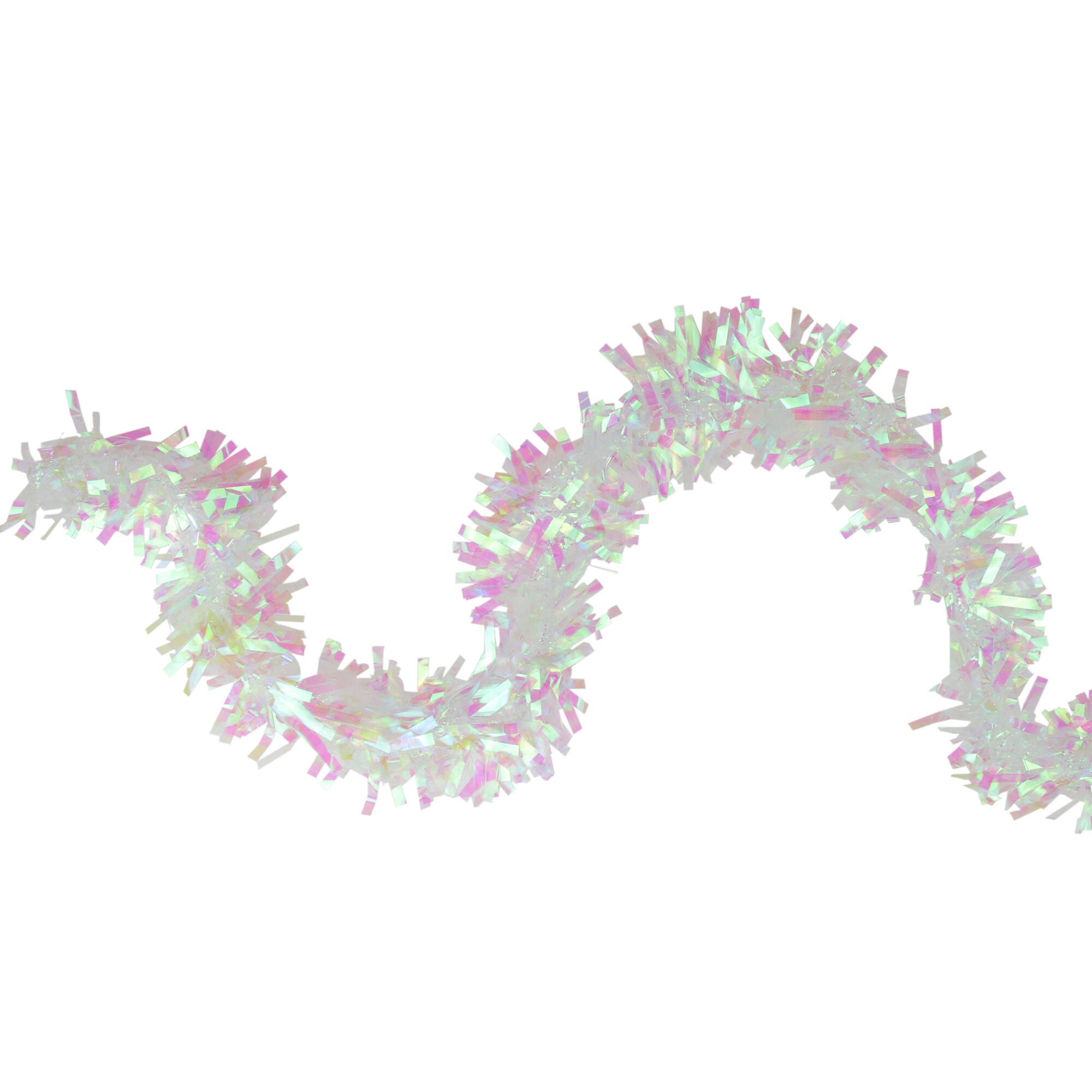 50ft. Iridescent White Plush Tinsel Christmas Garland