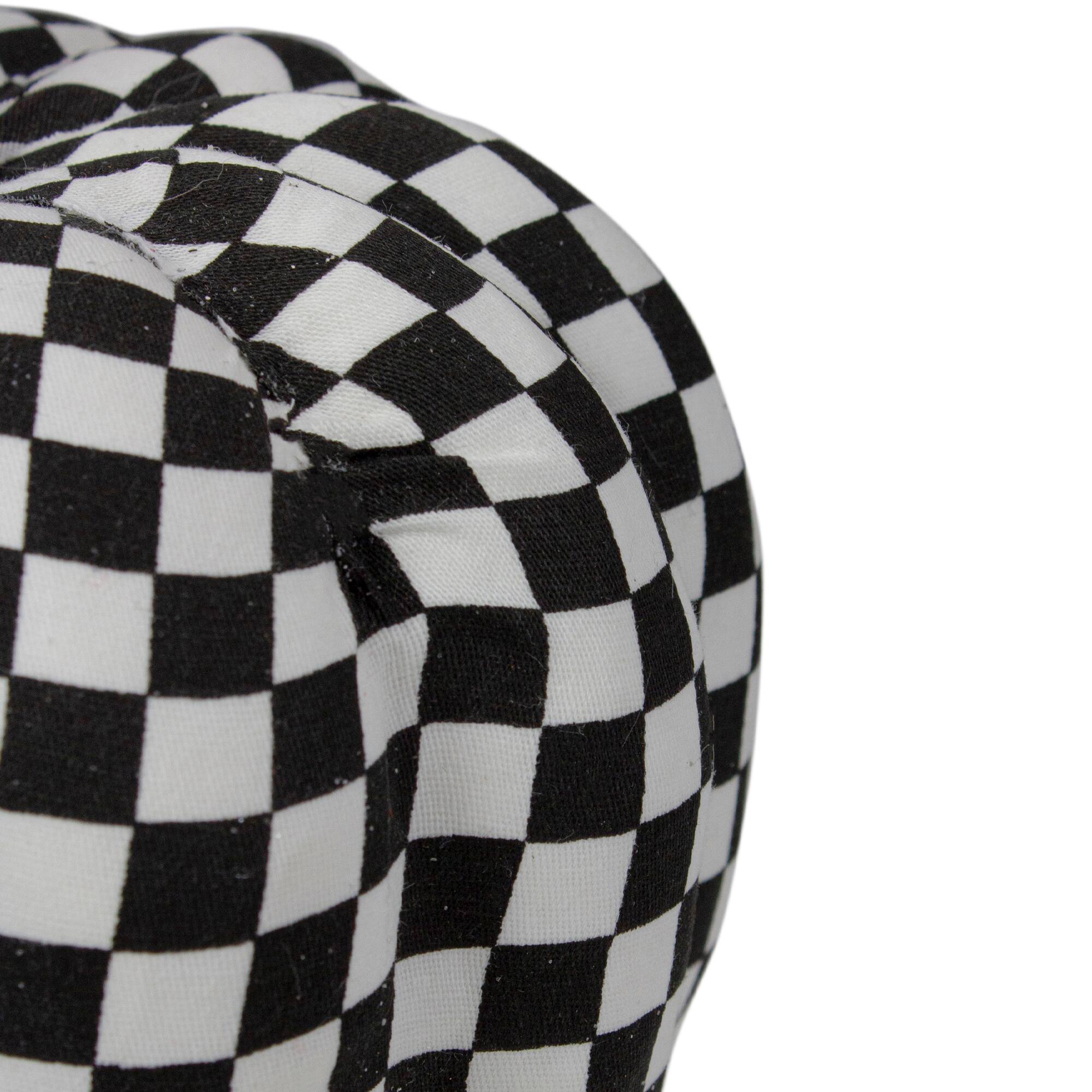 6.5" White & Black Plaid Fall Harvest Tabletop Pumpkin