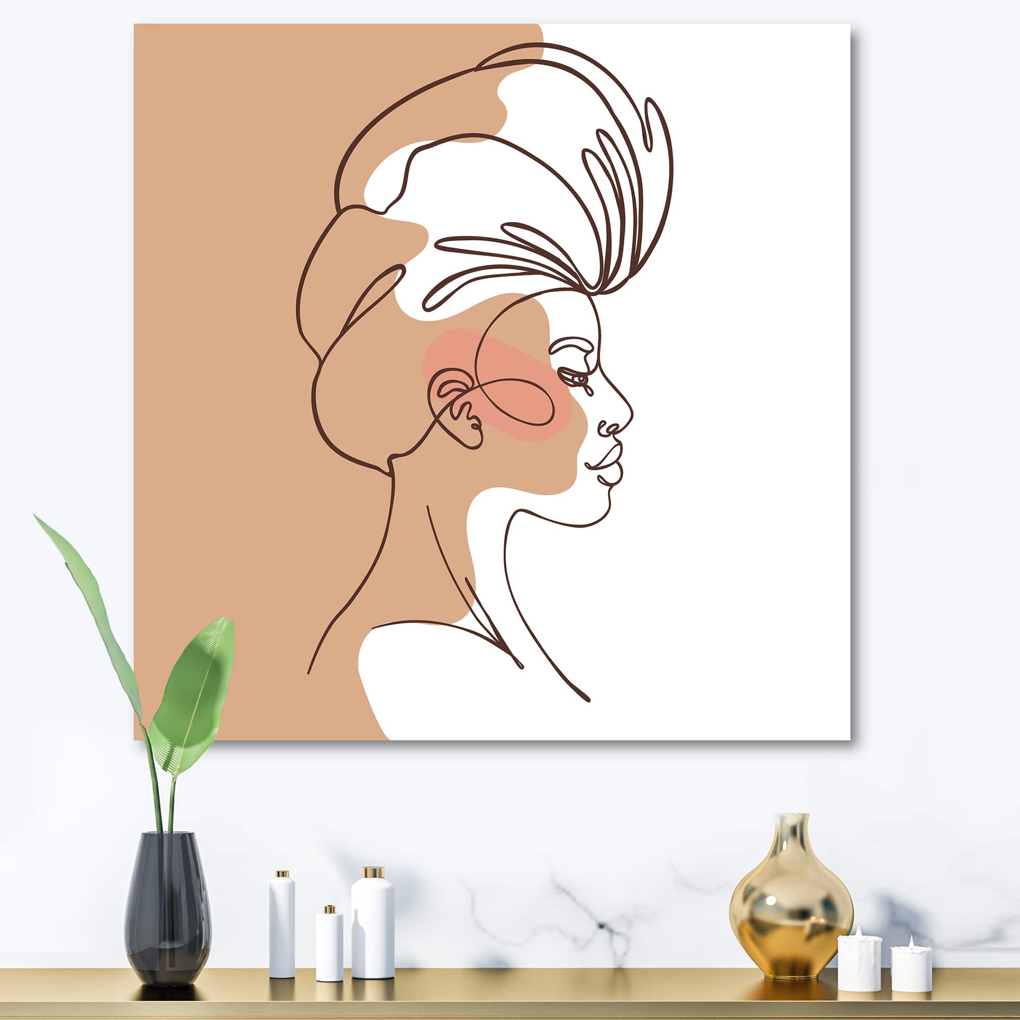 Designart - One Line Portrait of African American Woman II