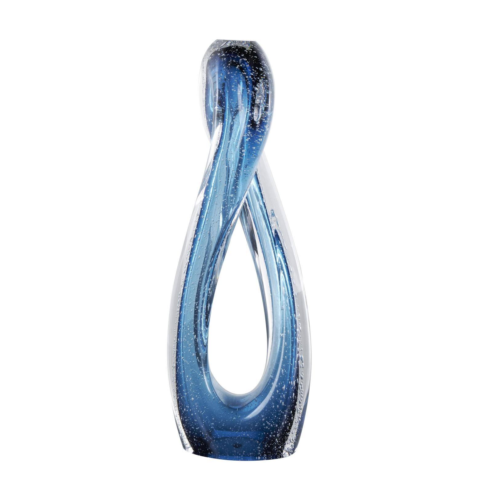 17" Blue Glass Geometric Ombre Twisted Infinity Loop Sculpture