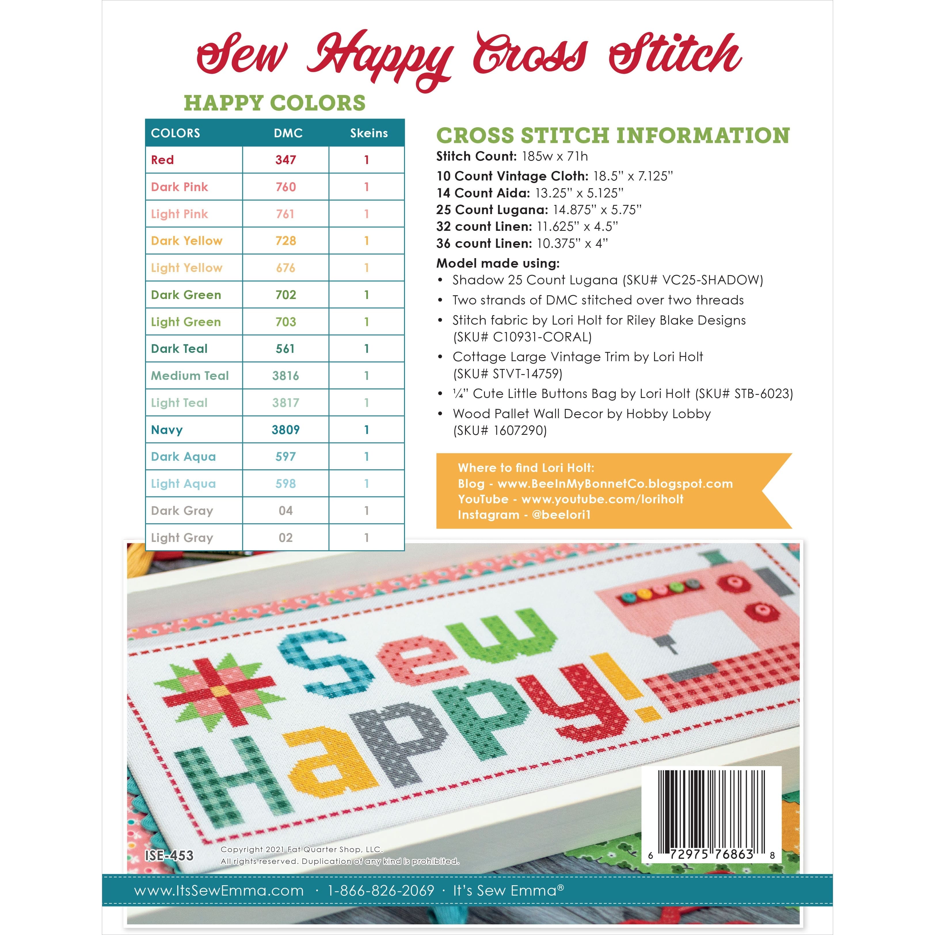 It's Sew Emma® Sew Happy Cross Stitch Pattern