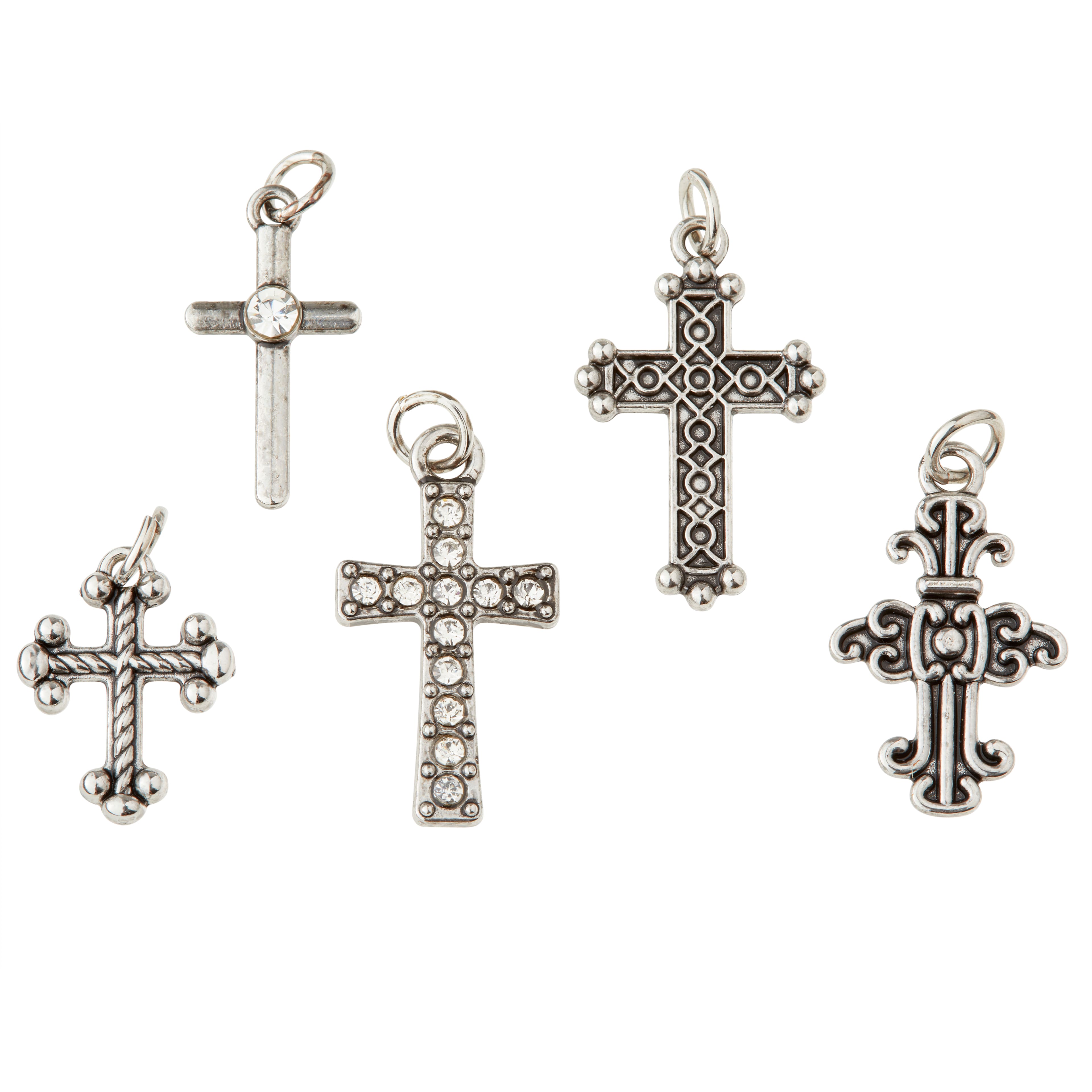 12 Packs: 5 ct. (60 total) Charmalong™ Antique Rhodium Cross Charms by Bead Landing™