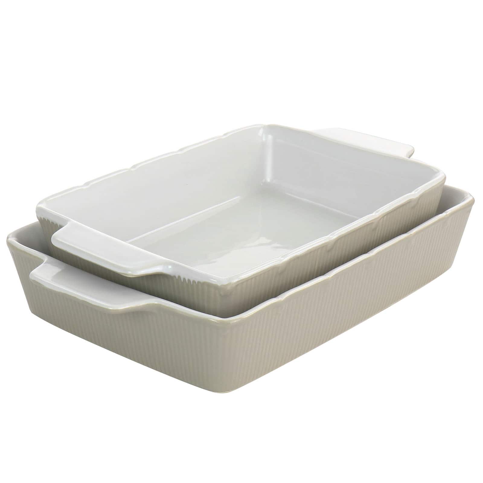 Martha Stewart Taupe Ceramic Rectangular Baker Set