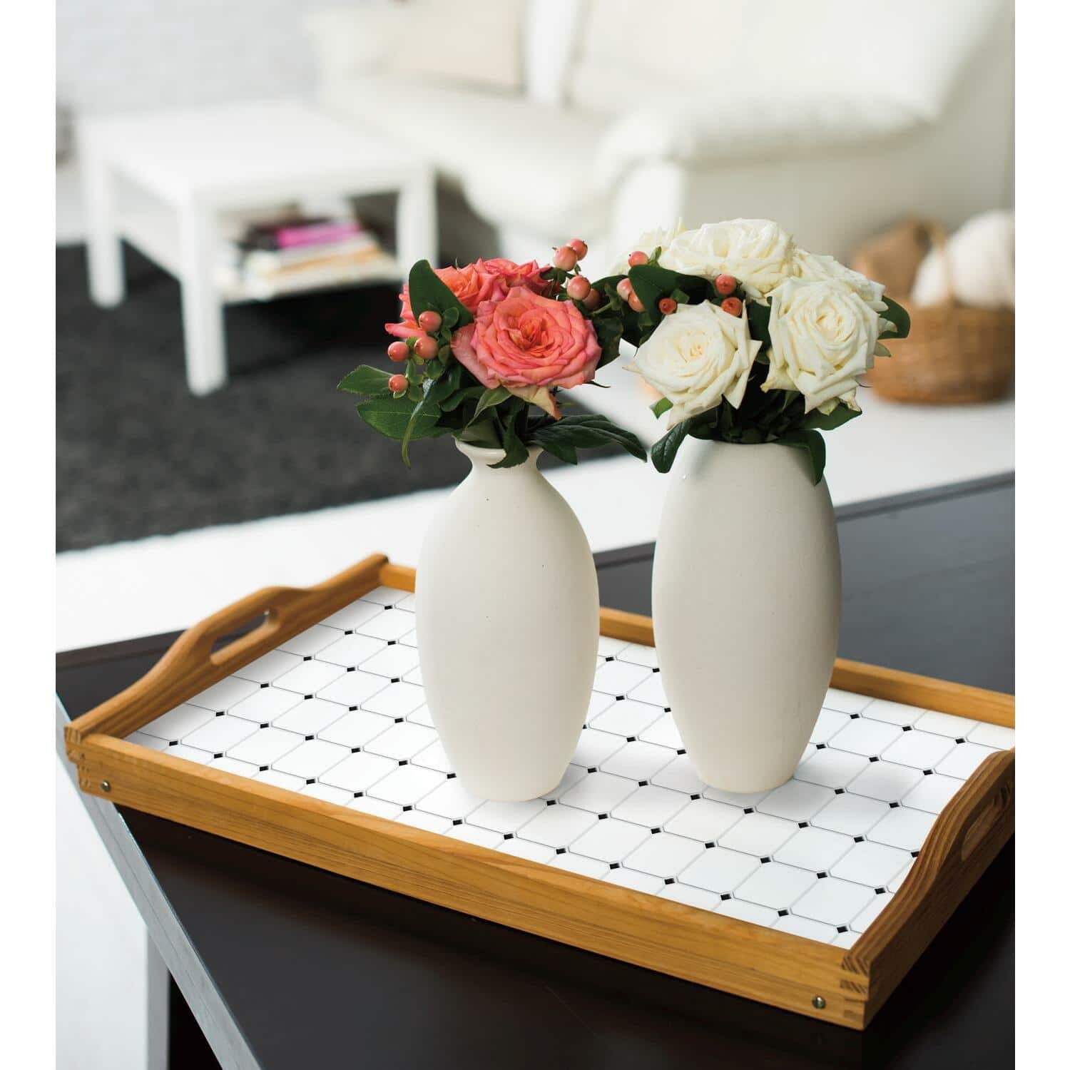 RoomMates Black & White Diamond Backsplash StickTiles