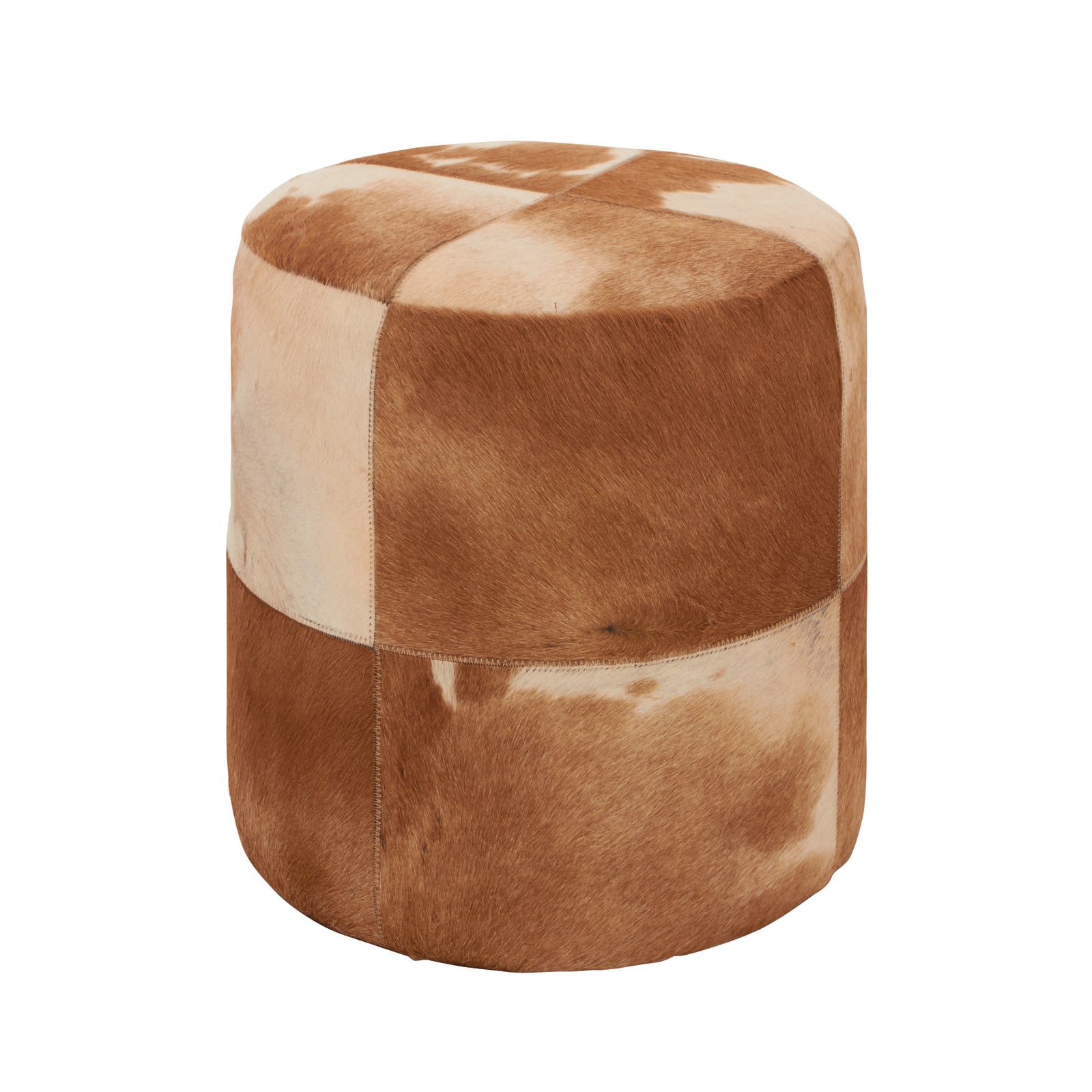16" Brown Wood & Leather Farmhouse Ottoman