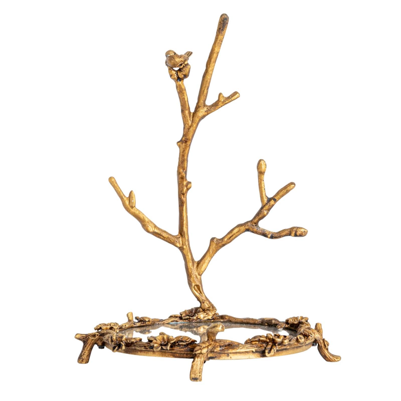 Hello Honey® 8.25" Gold Antique Pewter Jewelry Holder with Bird Detail