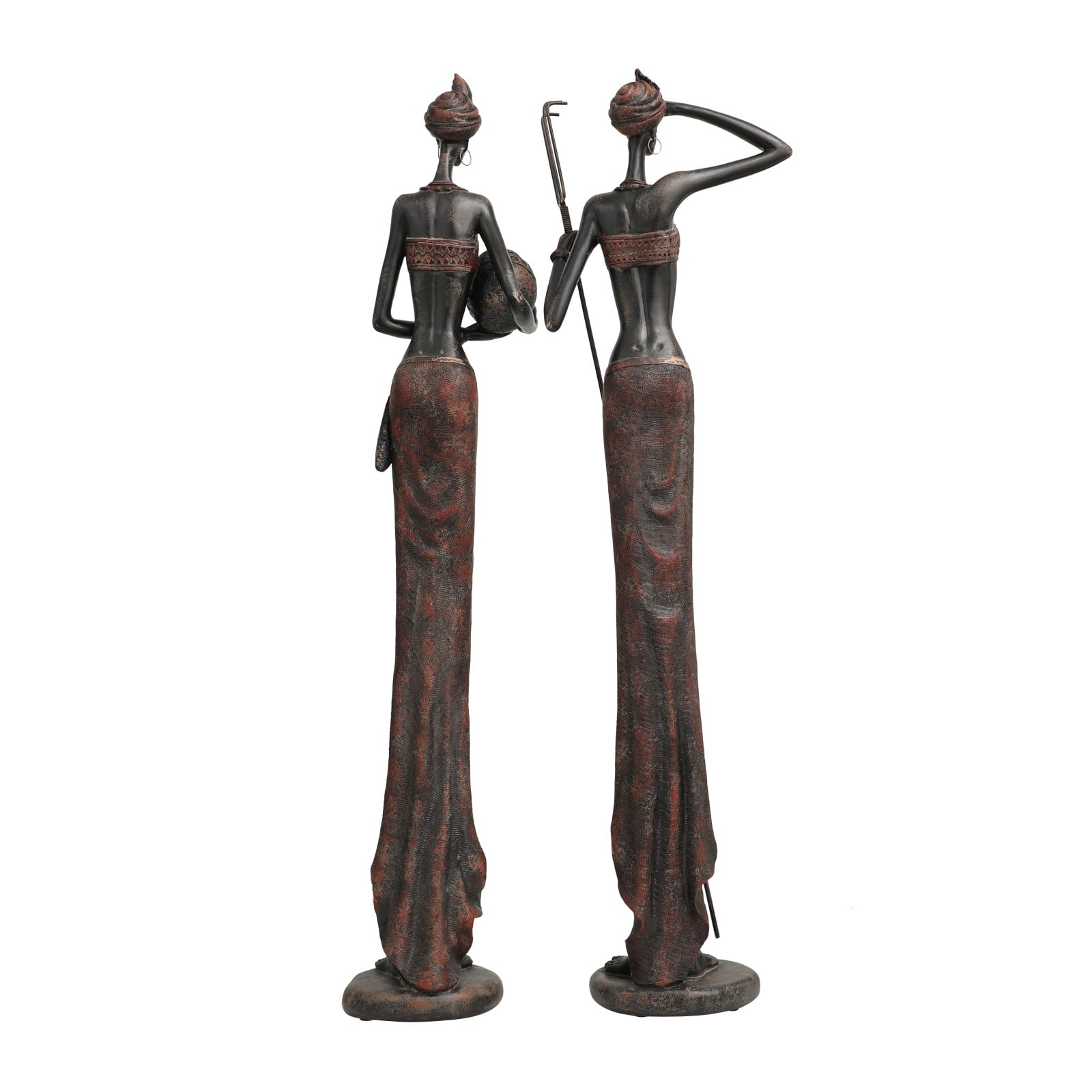 Red Handmade Polystone African Women Inspired Sculpture Set