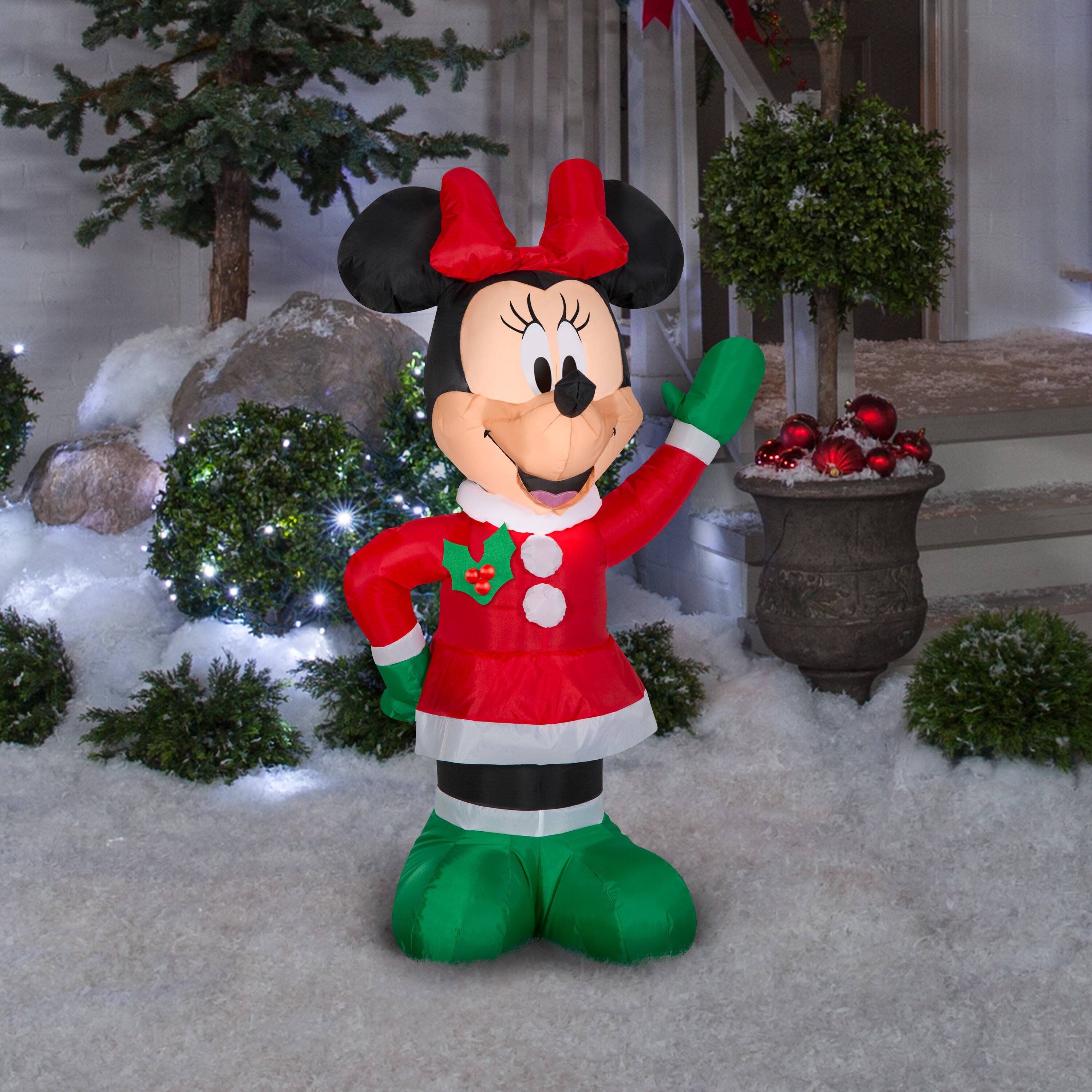 3.5ft. Airblown® Disney® Inflatable Minnie Mouse in Holiday Outfit with Christmas Light Décor