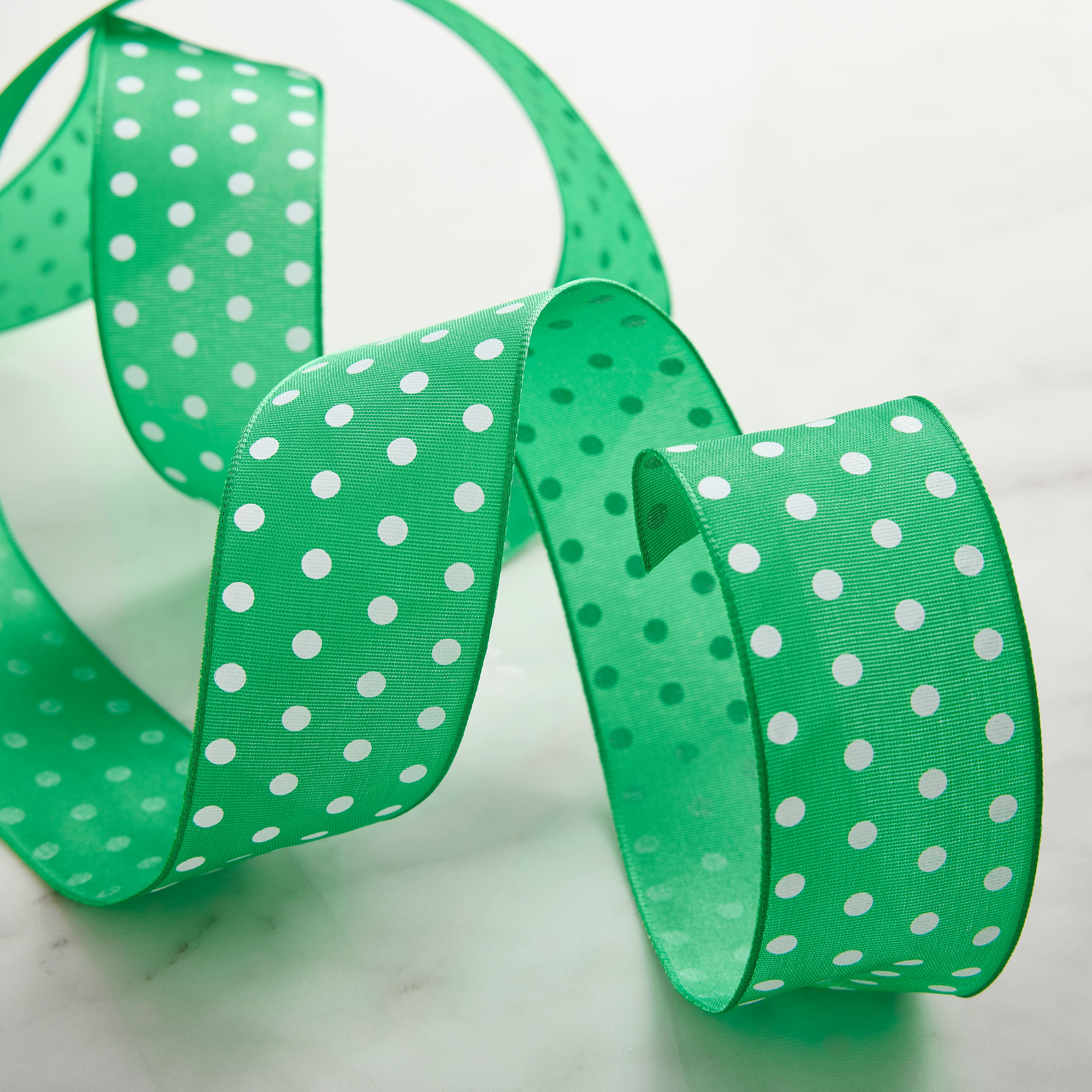 12 Pack: 1.5" x 3yd. Taffeta Wired Polka Dot Ribbon by Celebrate It™