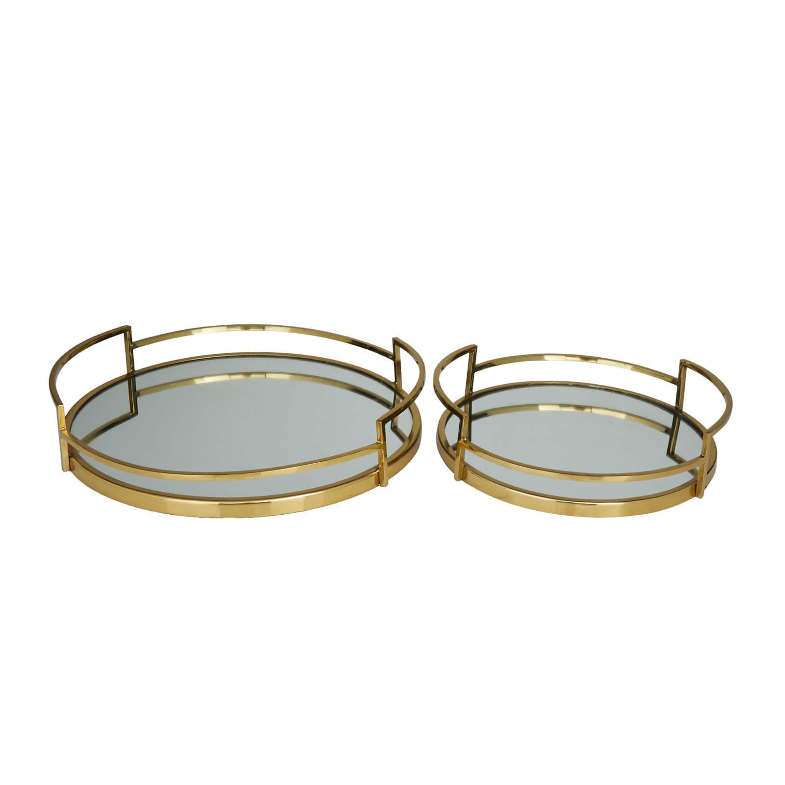 Gold Contemporary Tray, Set of 2" 19", 14"