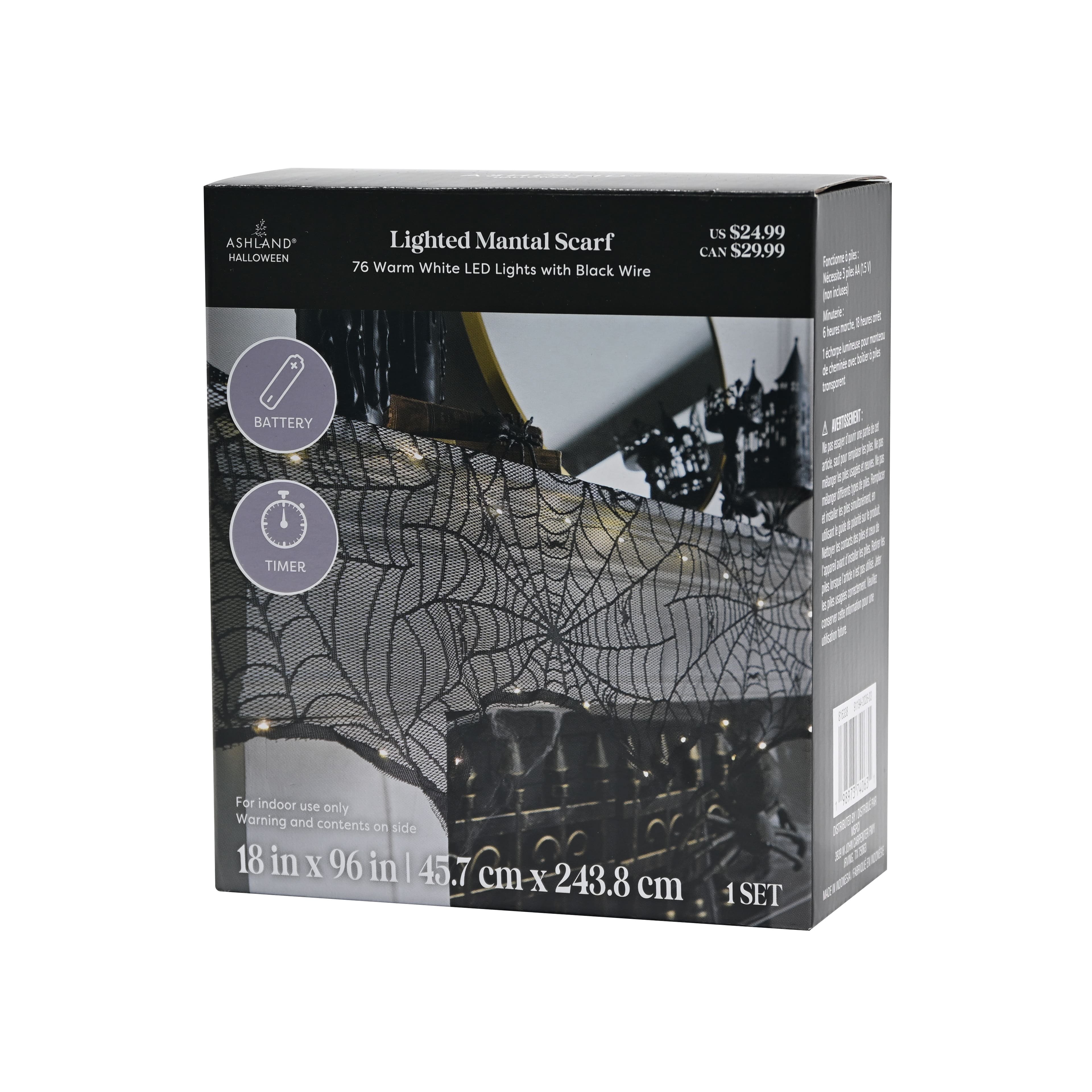 96" Spiderweb LED Lighted Mantel Scarf by Ashland®