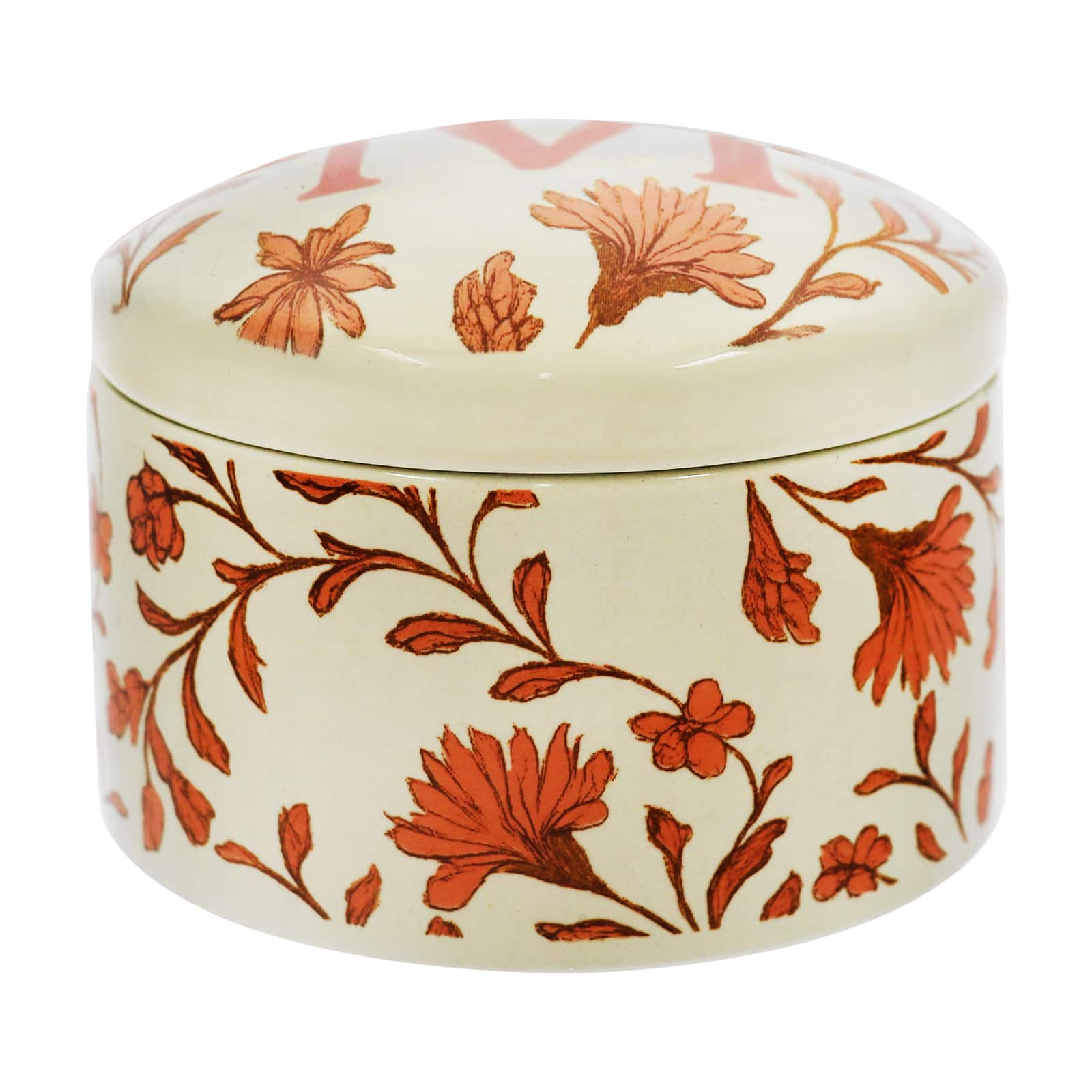 3.75" Floral Monogram Ceramic Container by Ashland