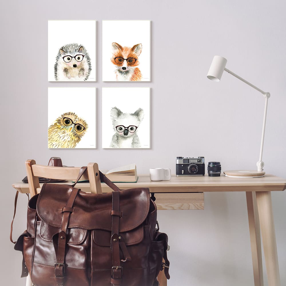 Stupell Industries Adorable Forest Animals with Glasses Owl Fox,10" x 15"