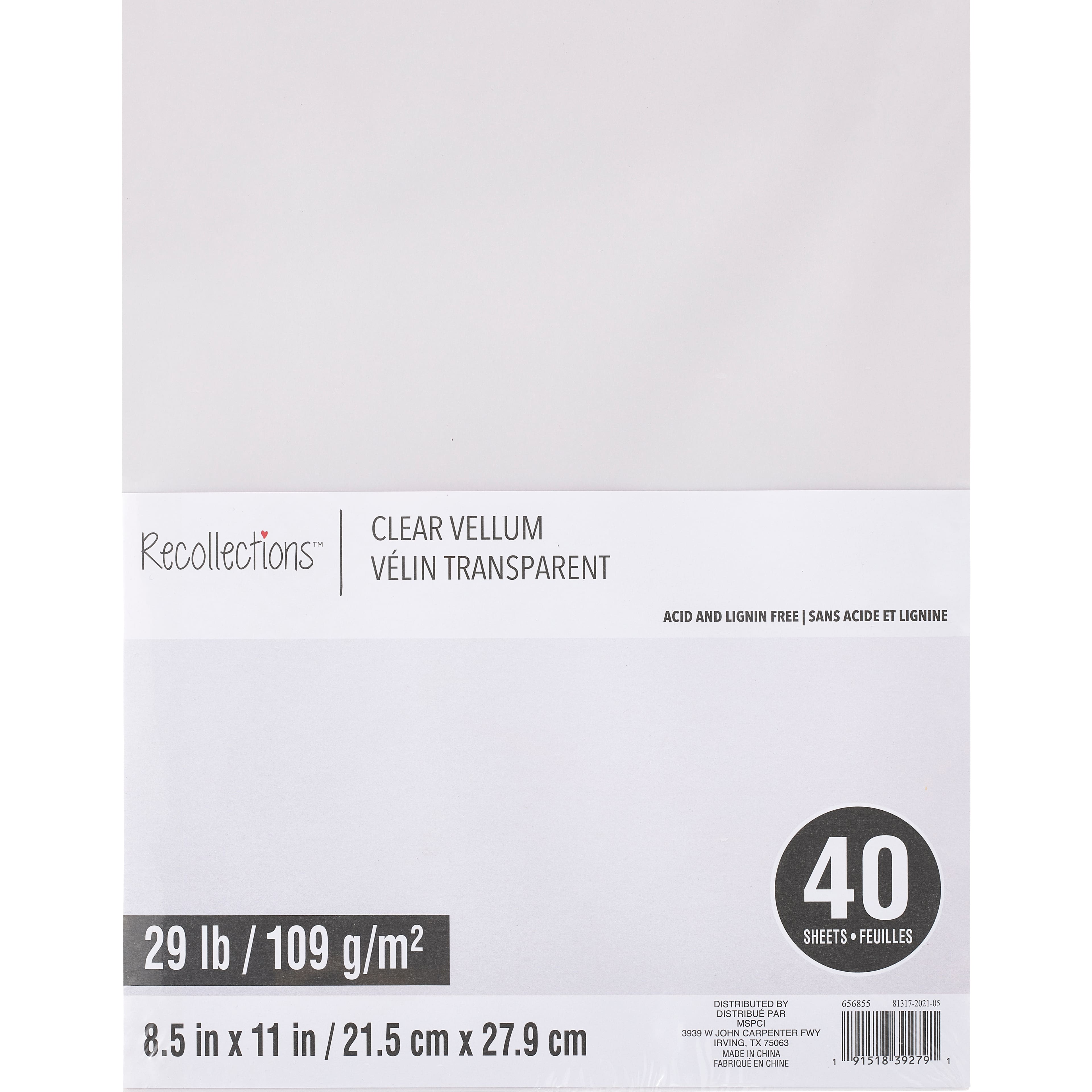 Clear 8.5" x 11" Vellum Paper by Recollections™, 40 Sheets
