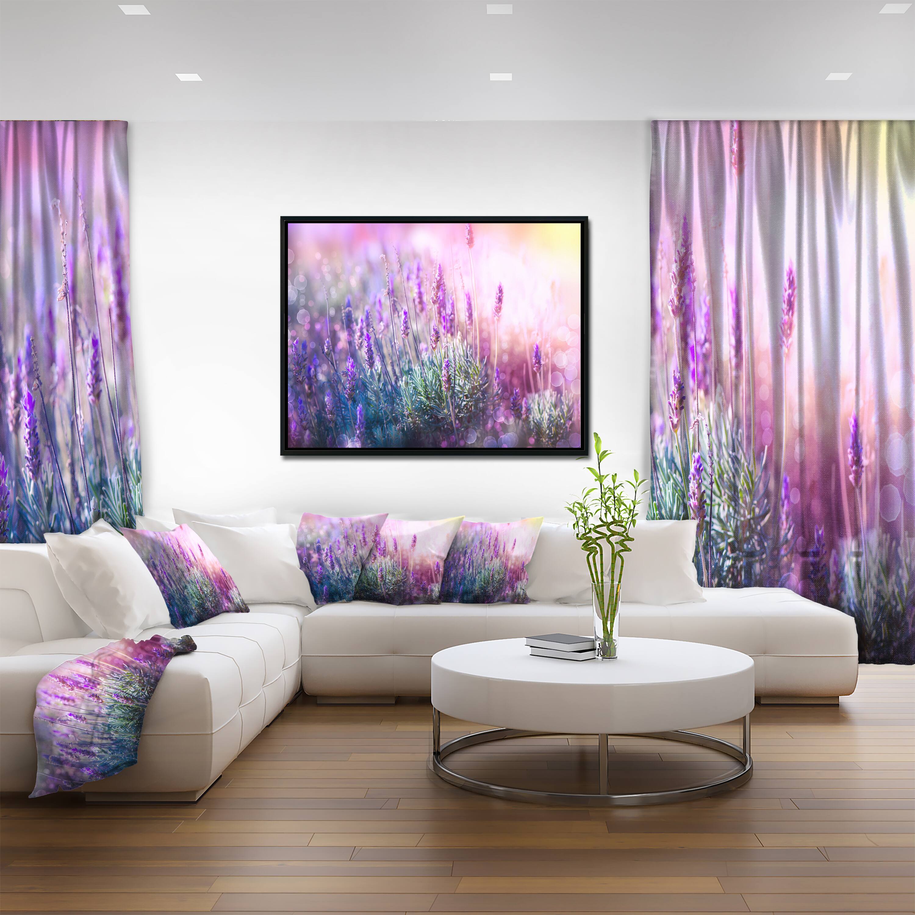 Designart - Growing and Blooming Lavender - Floral Framed Canvas Art print
