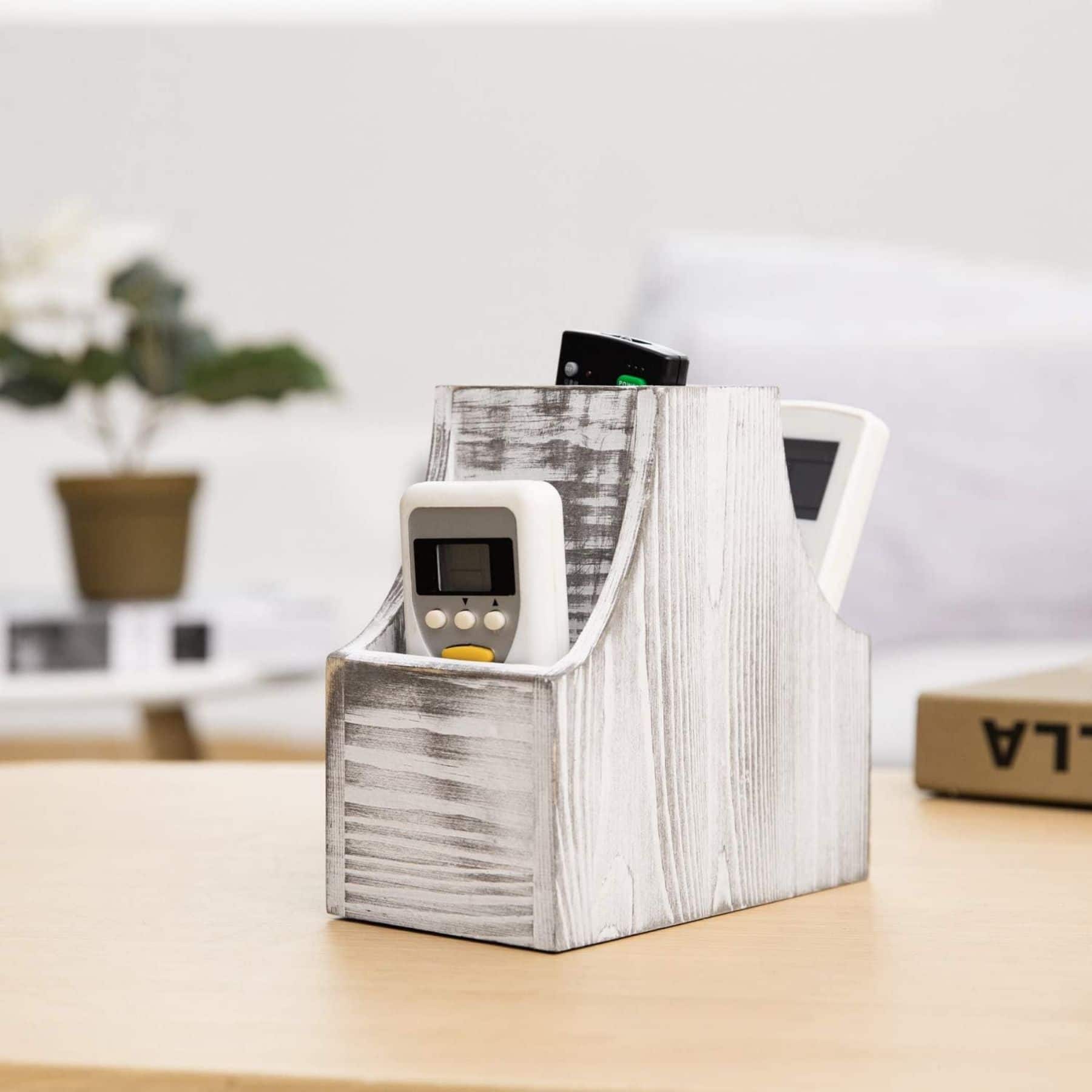NEX™ 6.5" Rustic White 3-Compartment Remote Control Holder