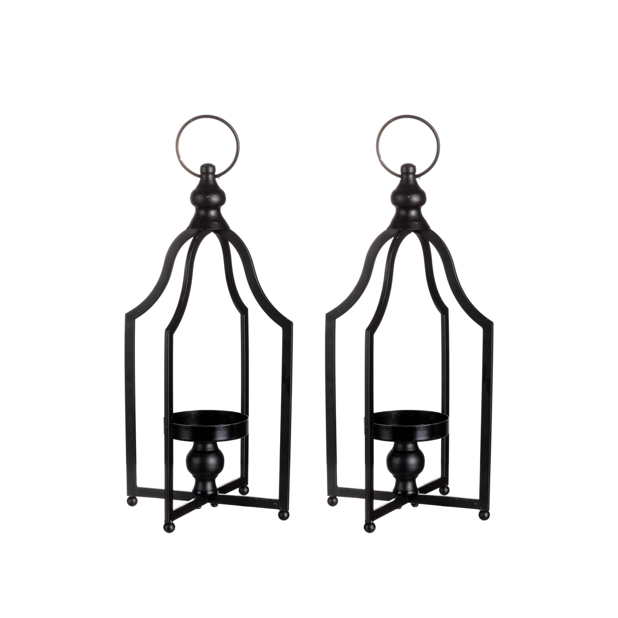 Glitzhome® 16.5" Black Farmhouse Metal Lantern, 2ct.