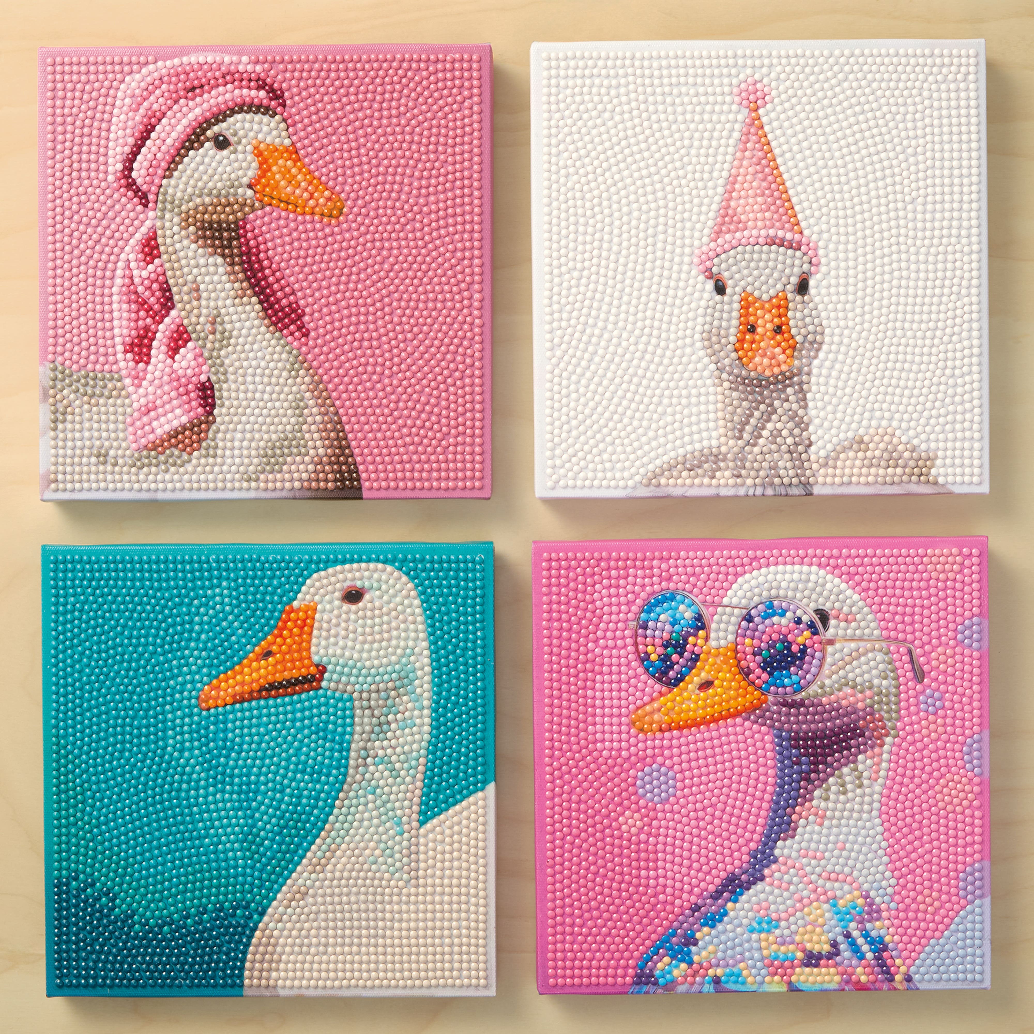 6" x 6" Ducks 4-Piece Stretched Canvas Diamond Art Kit by Make Market®