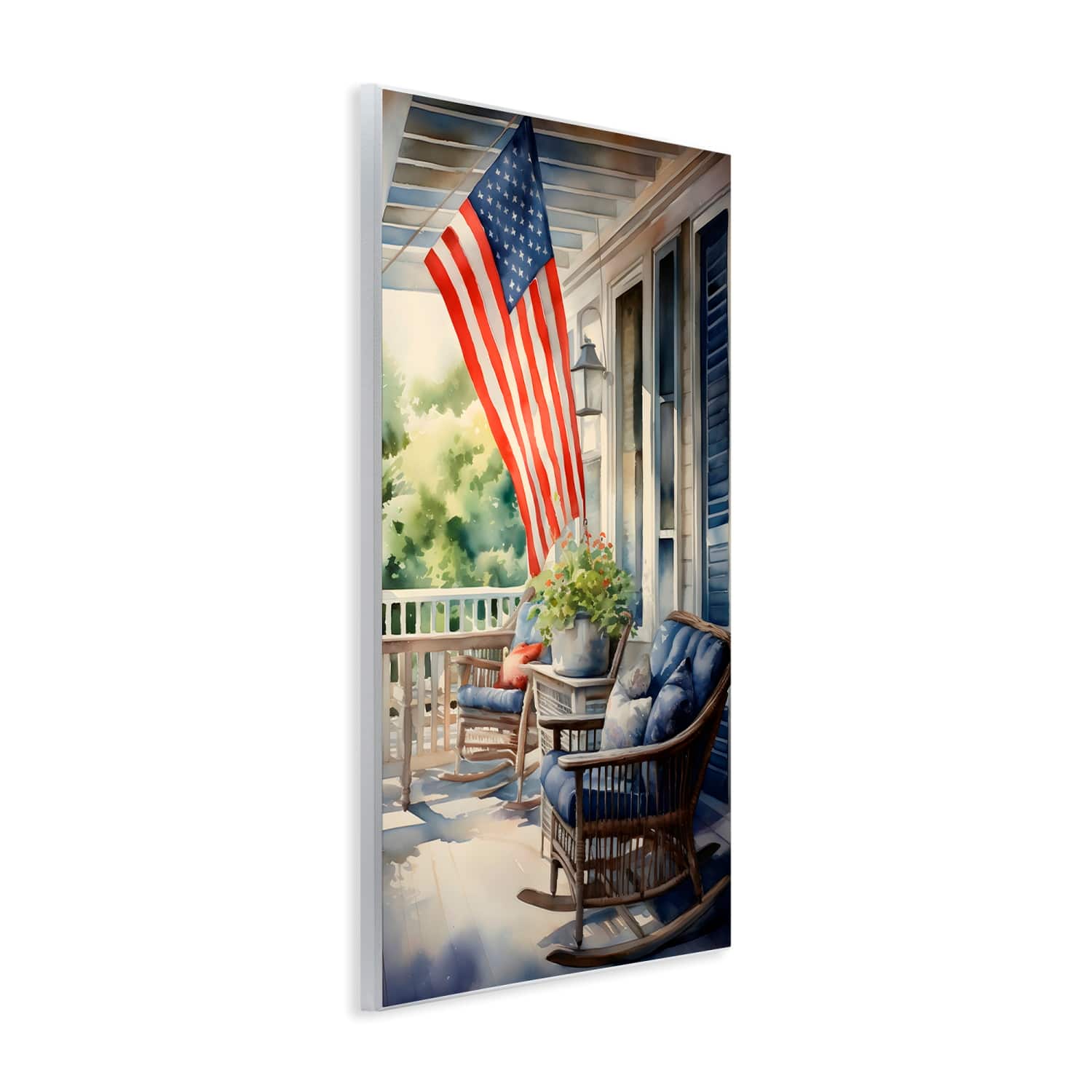 Stupell Industries Porch with American Flag Wall Plaque Art